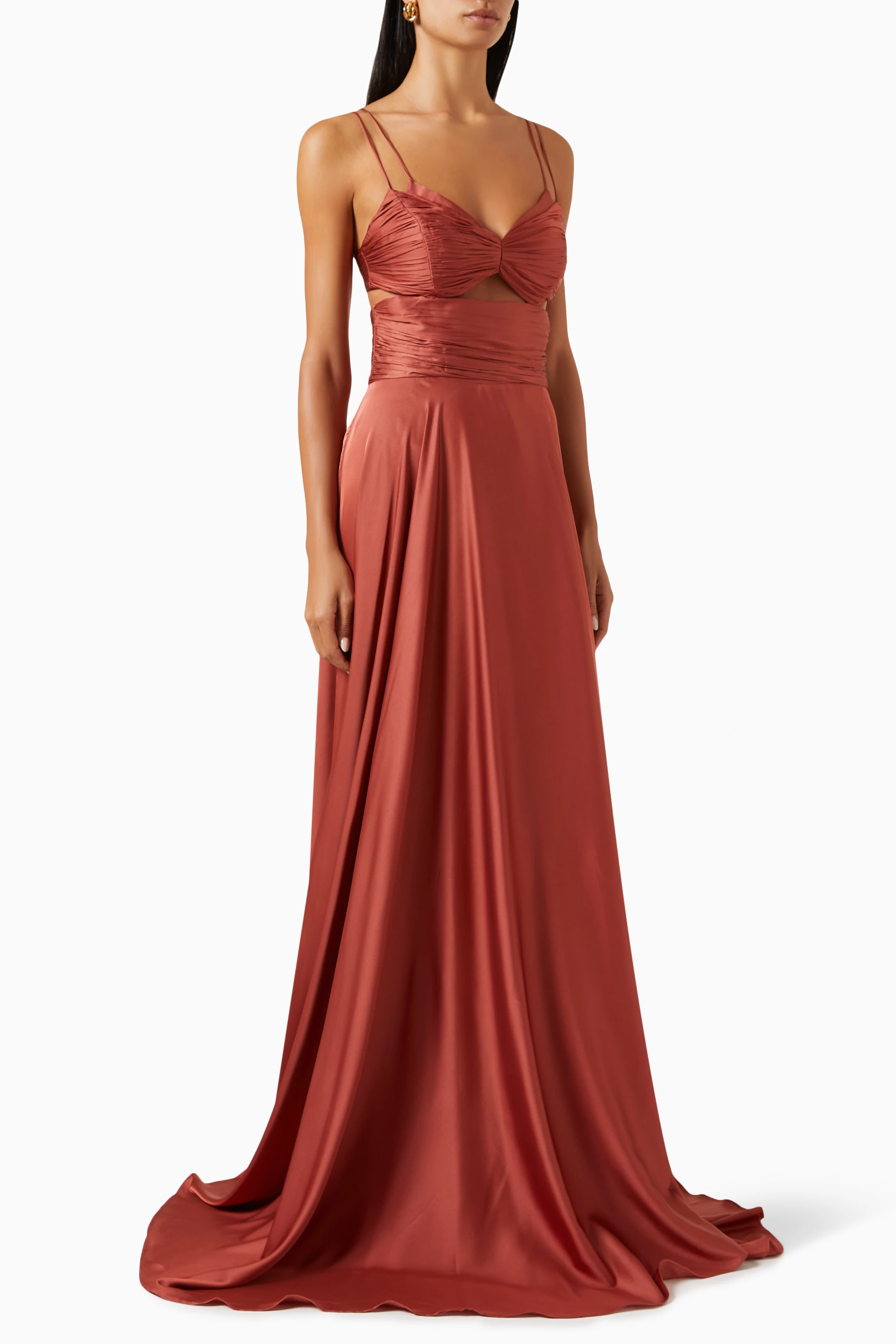 Nicholas rust tie silk shop maxi