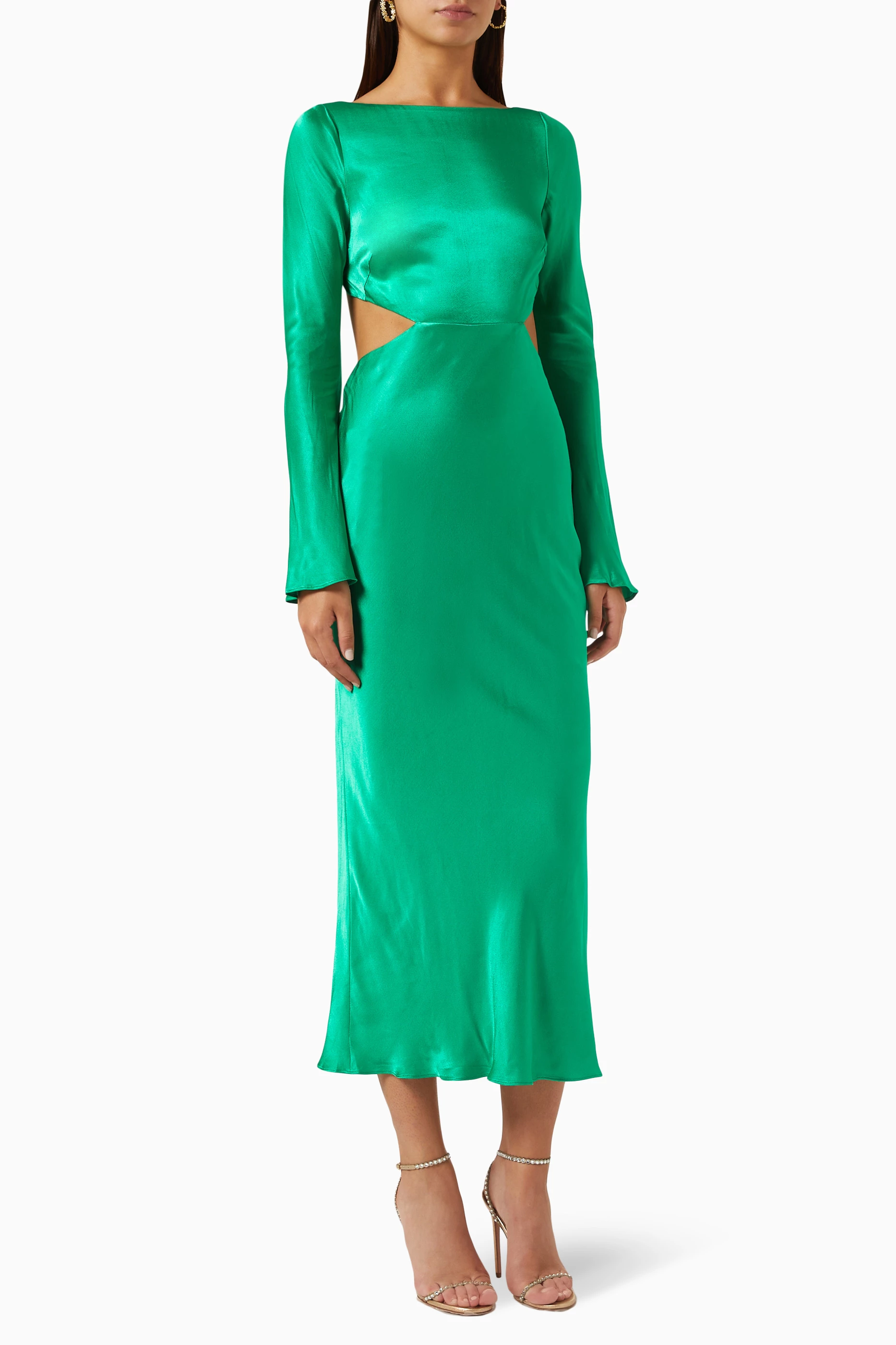 Buy SHONA JOY Green Lana Open Back Midi Dress for Women in Saudi