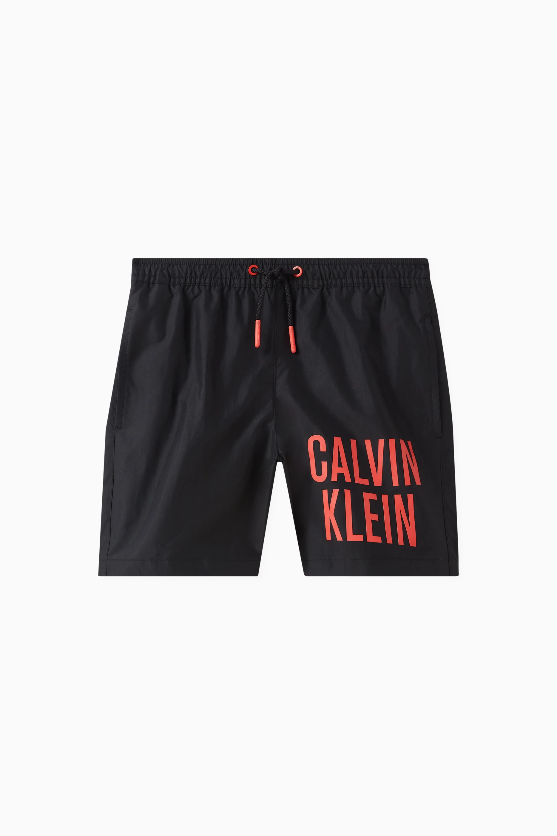 Buy Calvin Klein Black Intense Power Logo Swim Shorts for Boys in