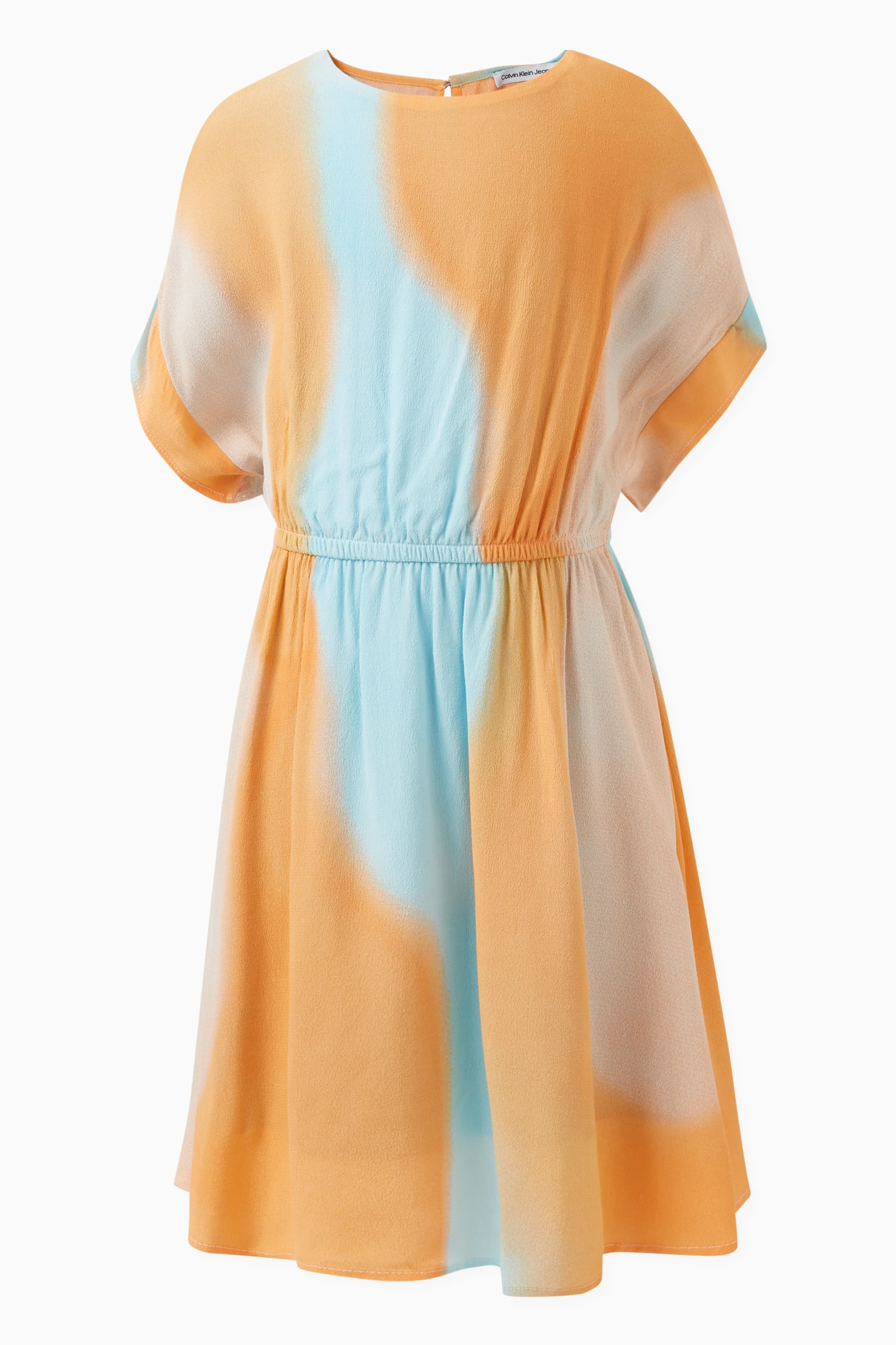 Calvin klein yellow top tie dye dress