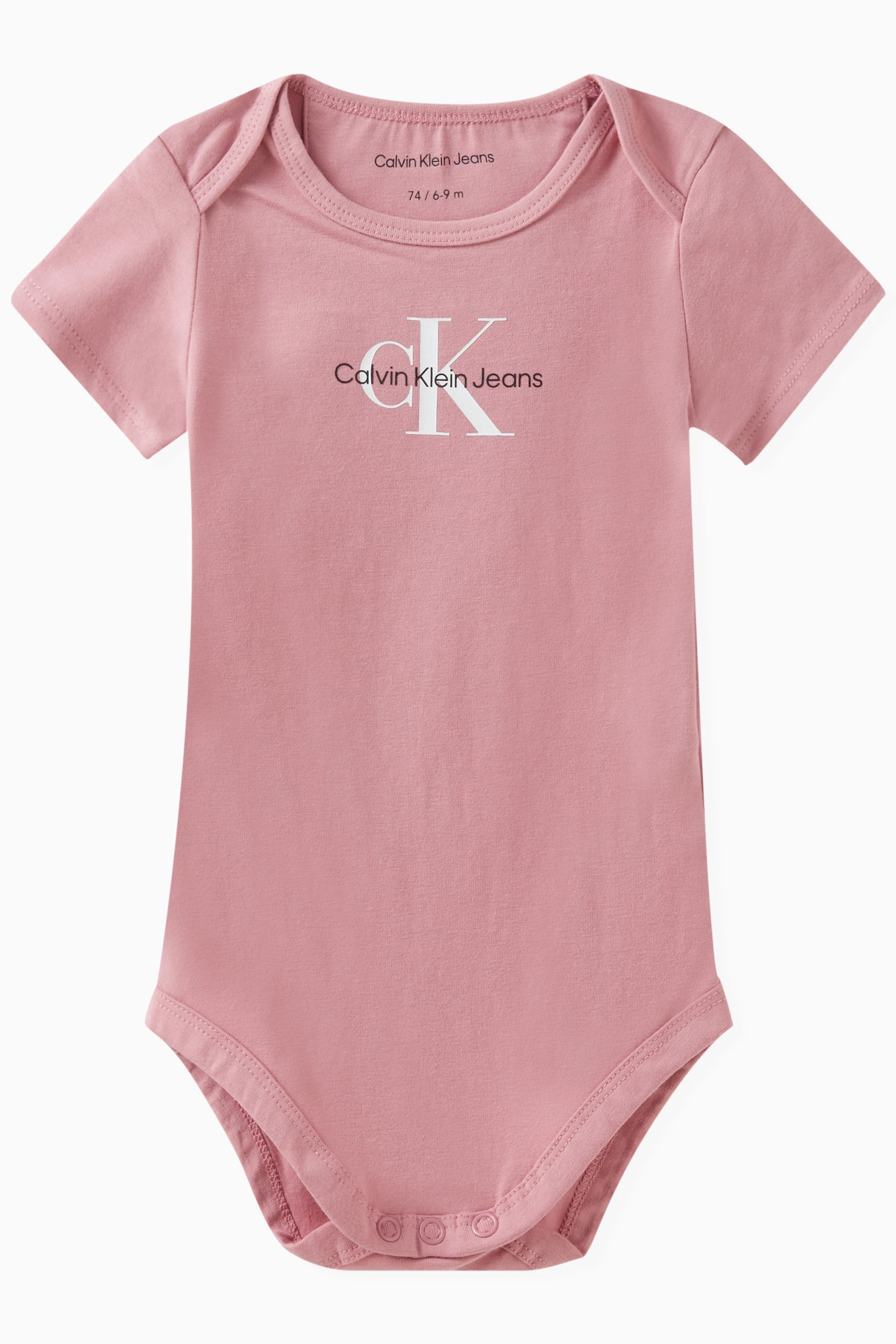 Buy Calvin Klein Pink Logo Bodysuit in Organic Cotton blend Sersey