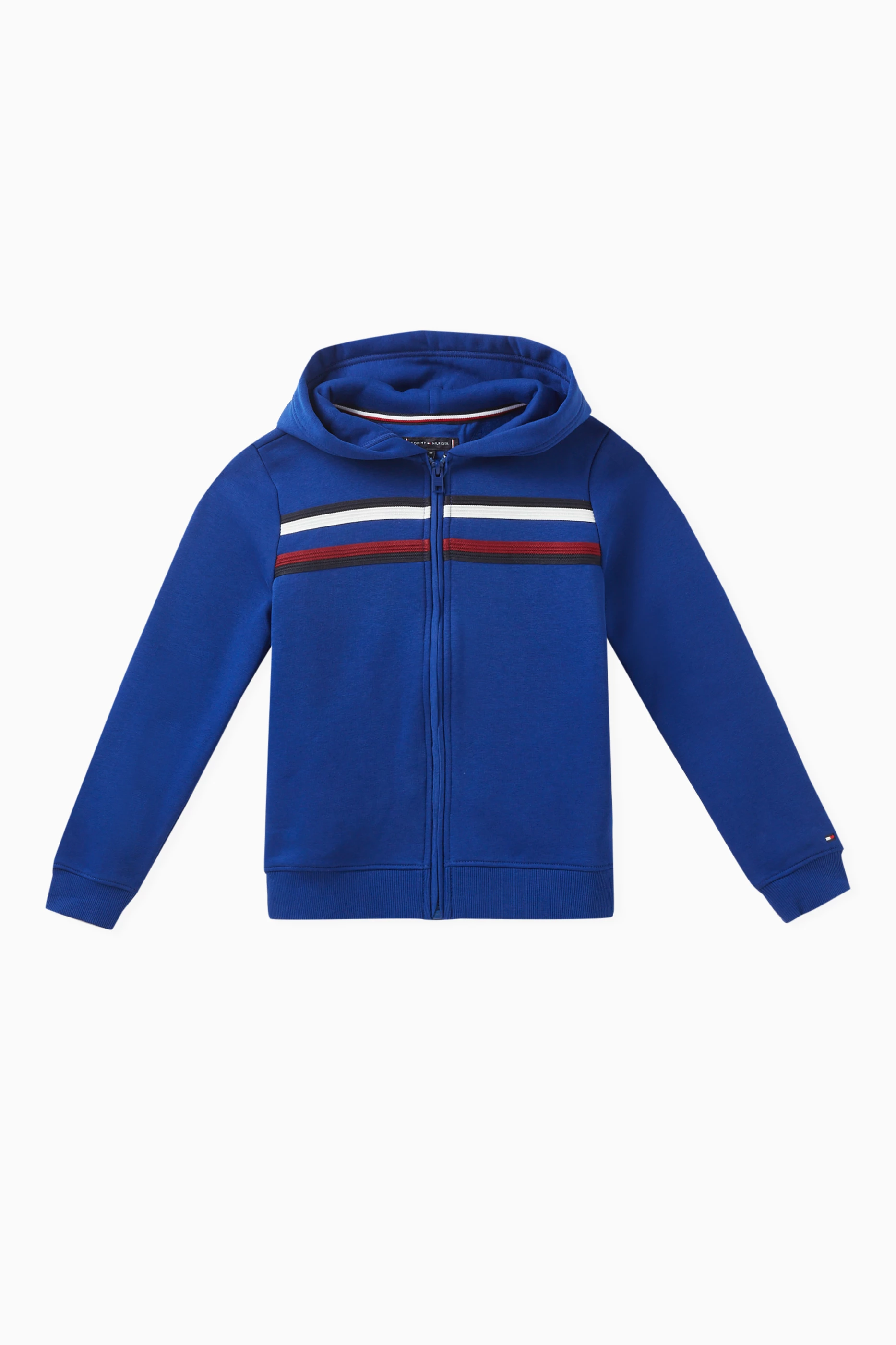 Buy Tommy Hilfiger Blue Global Stripe Hoodie in Cotton Blend for