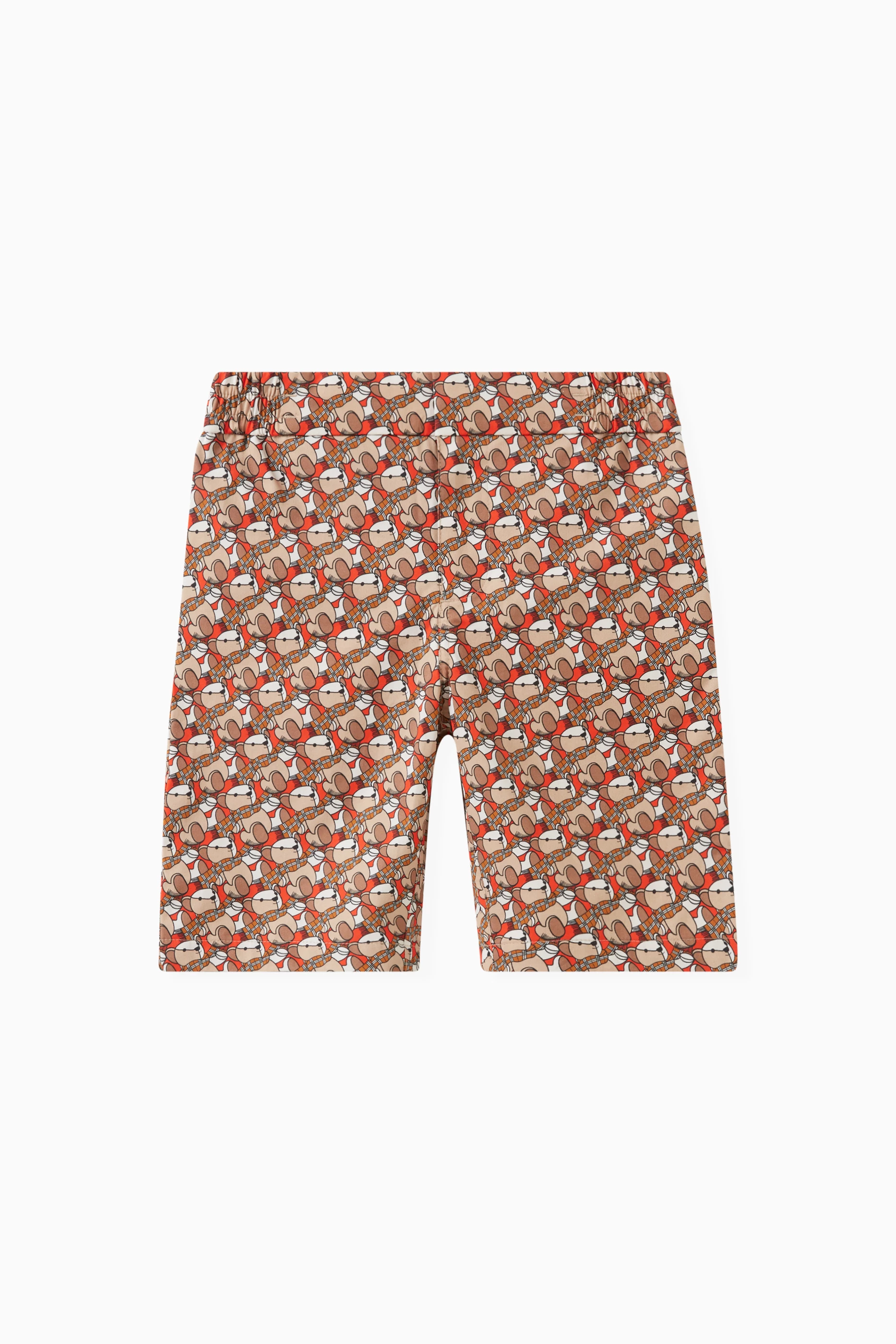 Buy Burberry Orange Thomas Bear Print Shorts in Cotton for Boys in