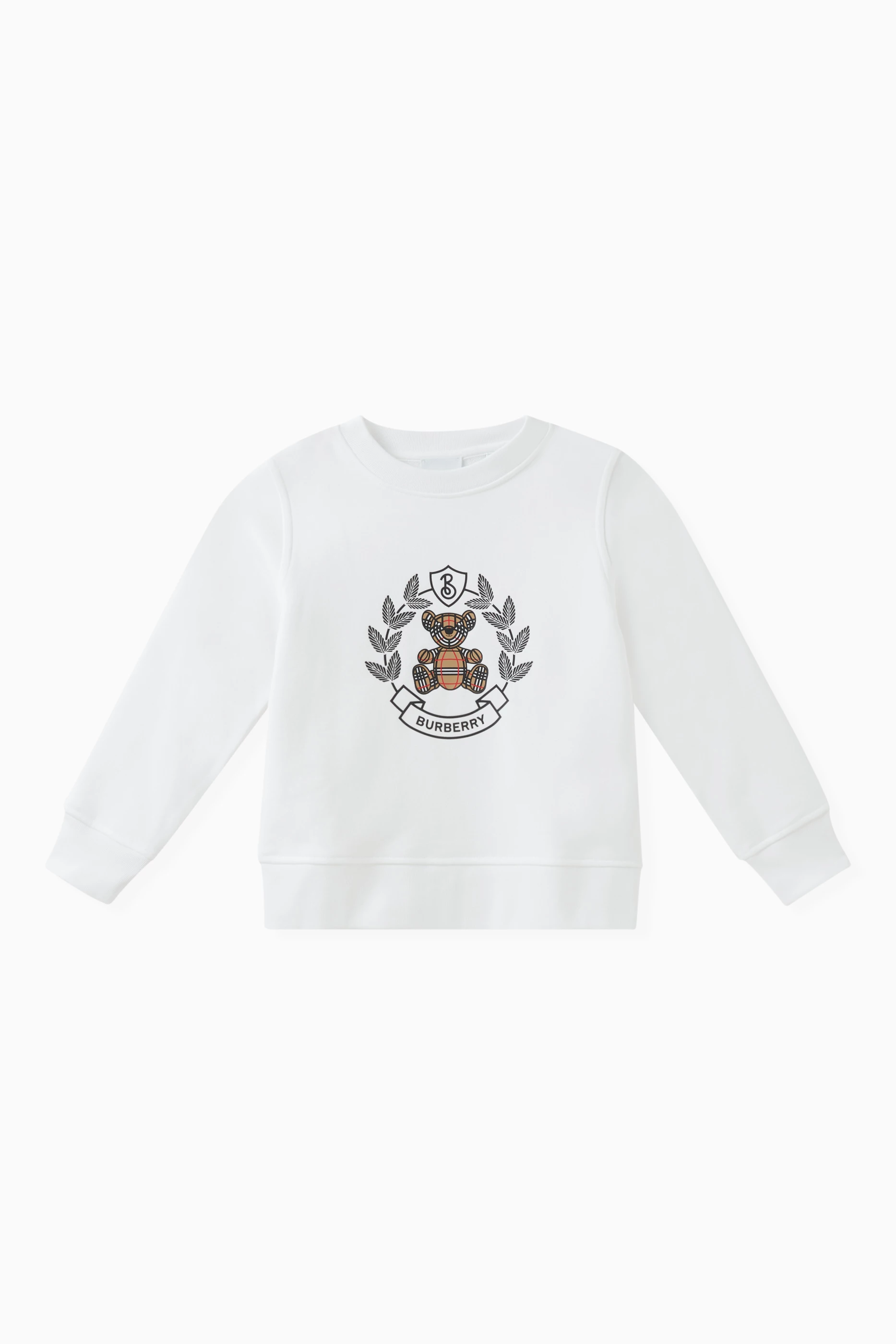 Buy Burberry White Logo print Sweatshirt in Cotton for Boys in