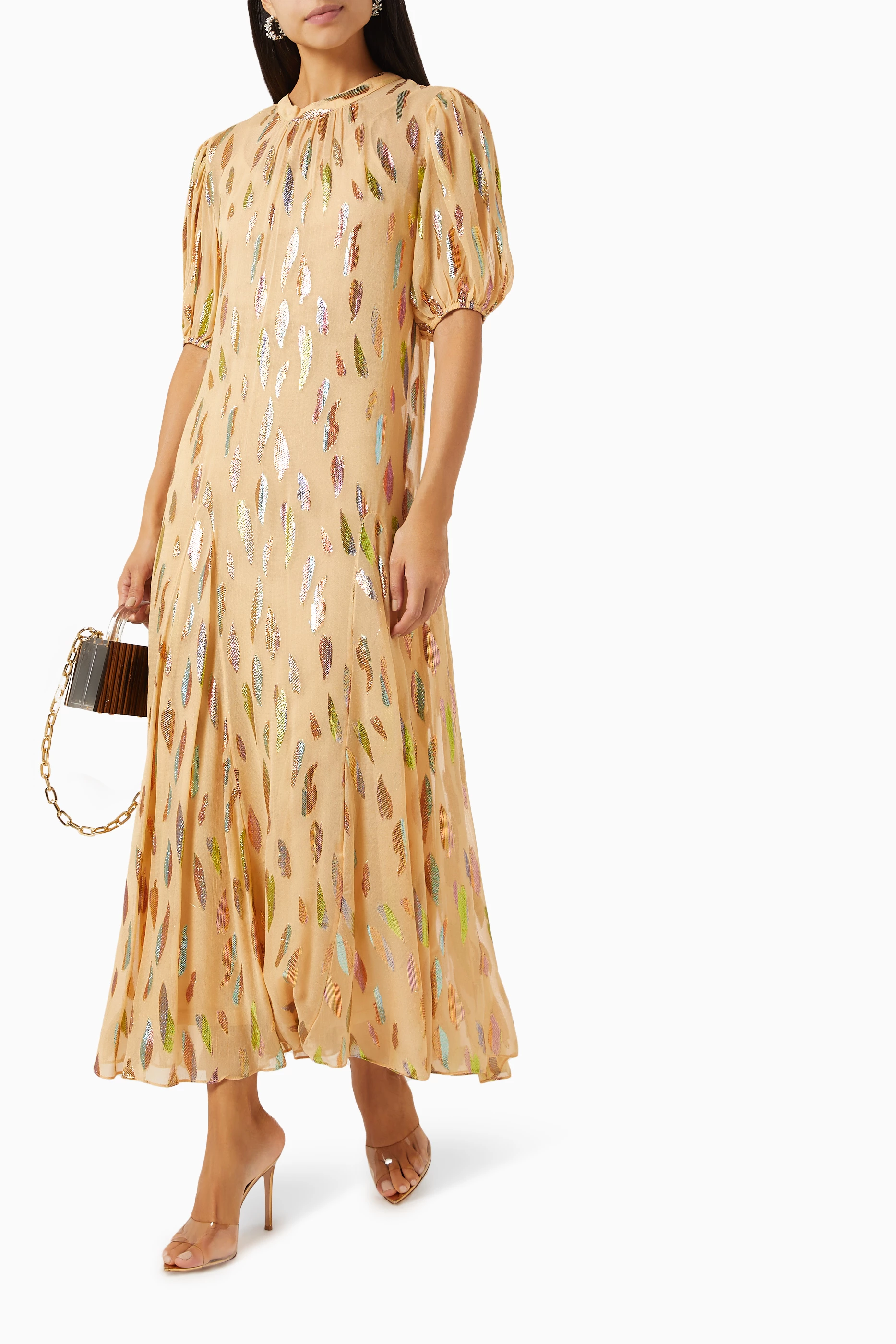 Penny shimmer silk maxi outlet dress