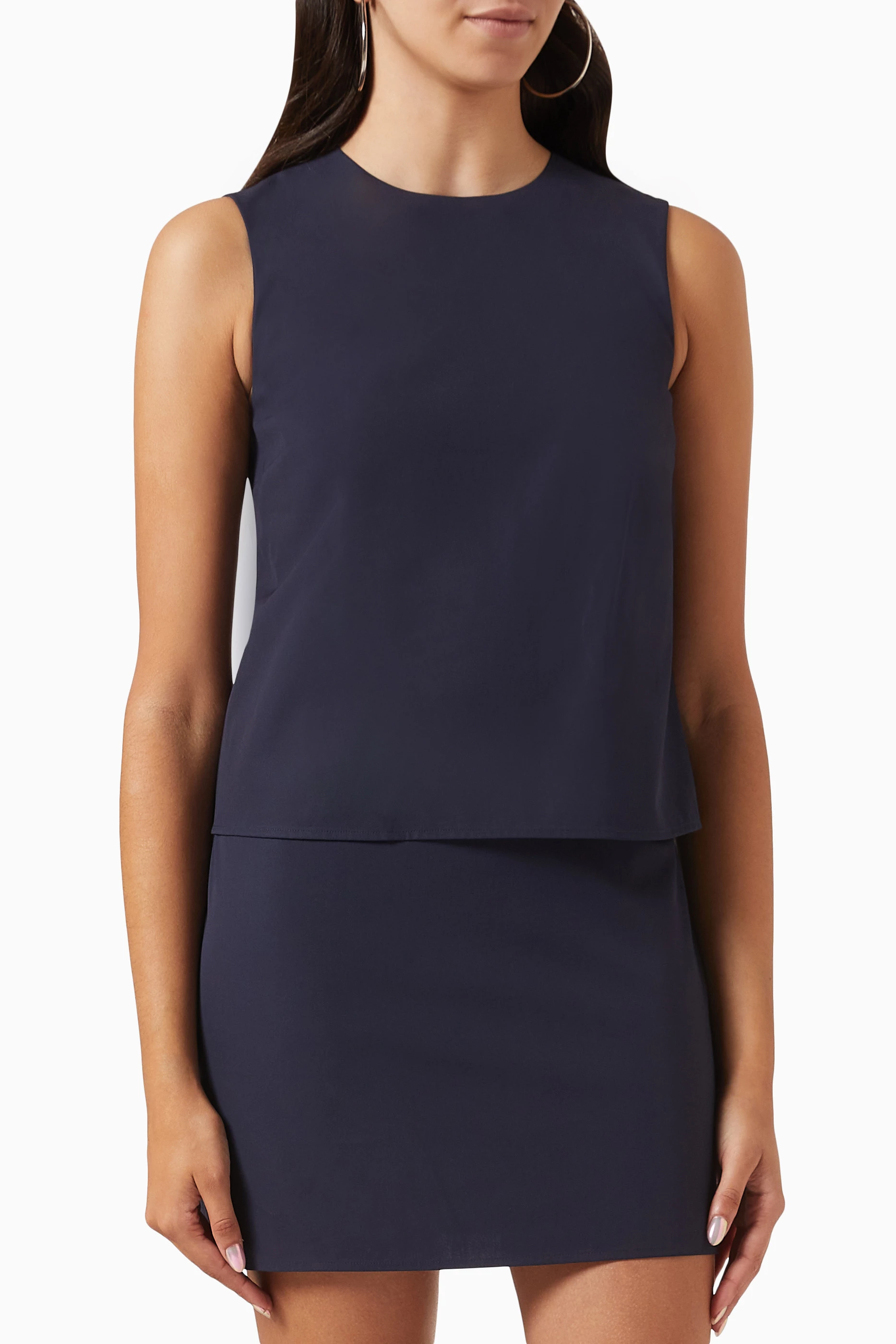 Buy Theory Blue Layered Shift Dress in Cotton for Women in Saudi
