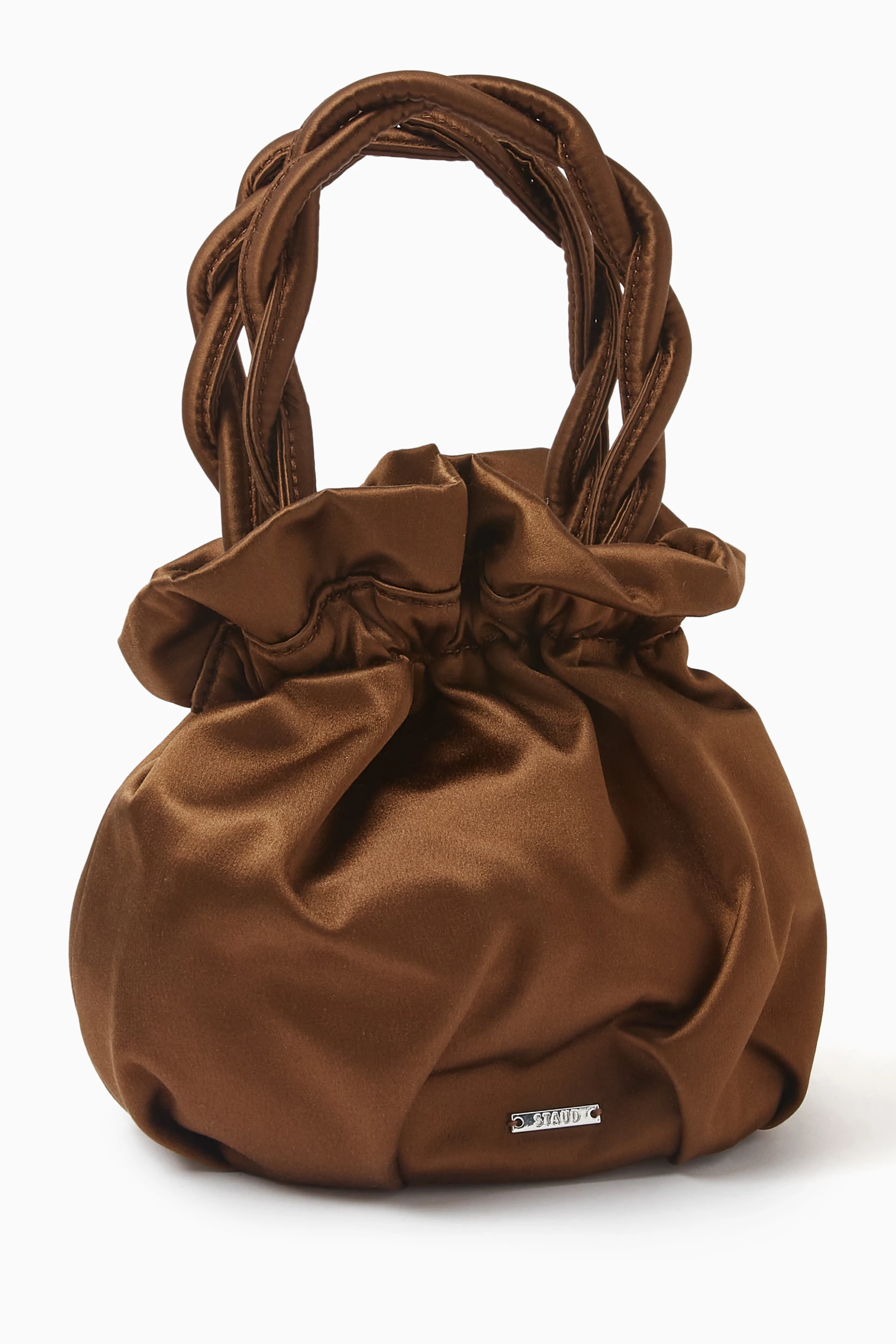 Buy Staud Brown Grace Bucket Bag in Satin for Women in Saudi Ounass
