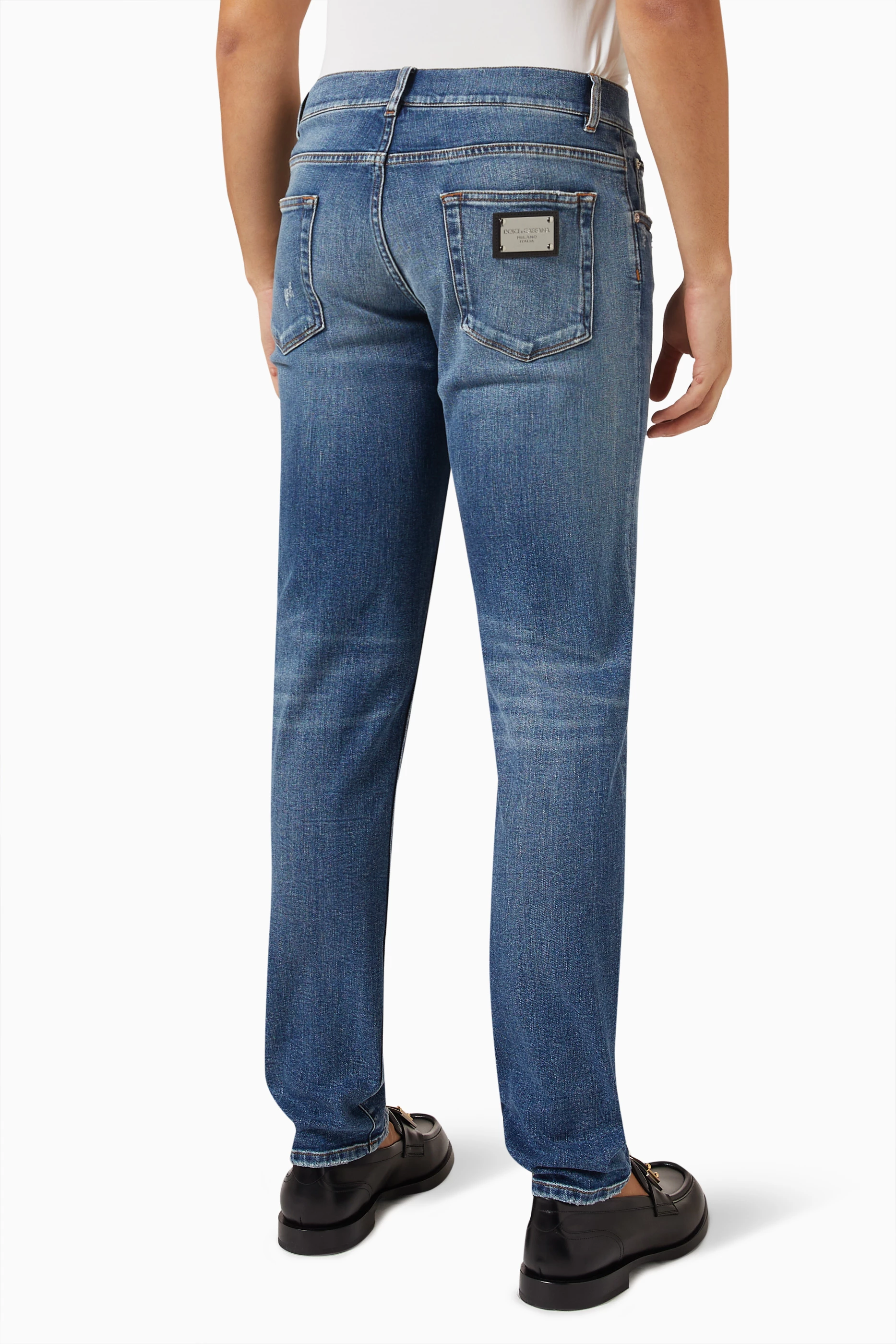 Buy Dolce Gabbana Blue Washed Slim fit Jeans for Men in Saudi