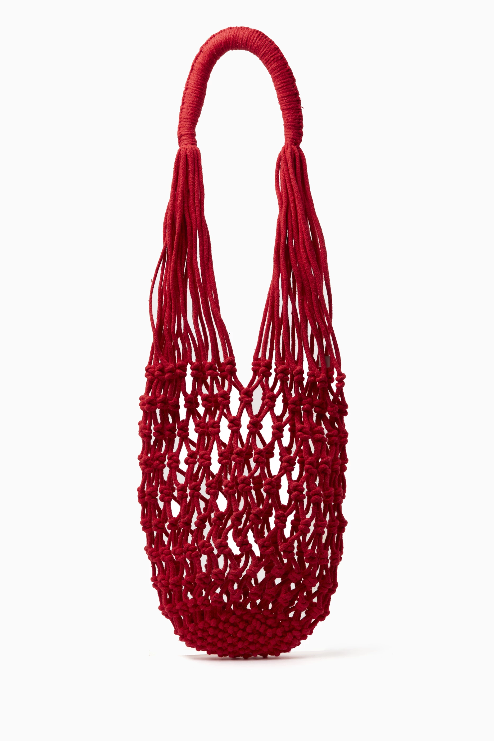 Buy Nannacay Red Medium Kim Bucket Bag in Cotton Macram for Women