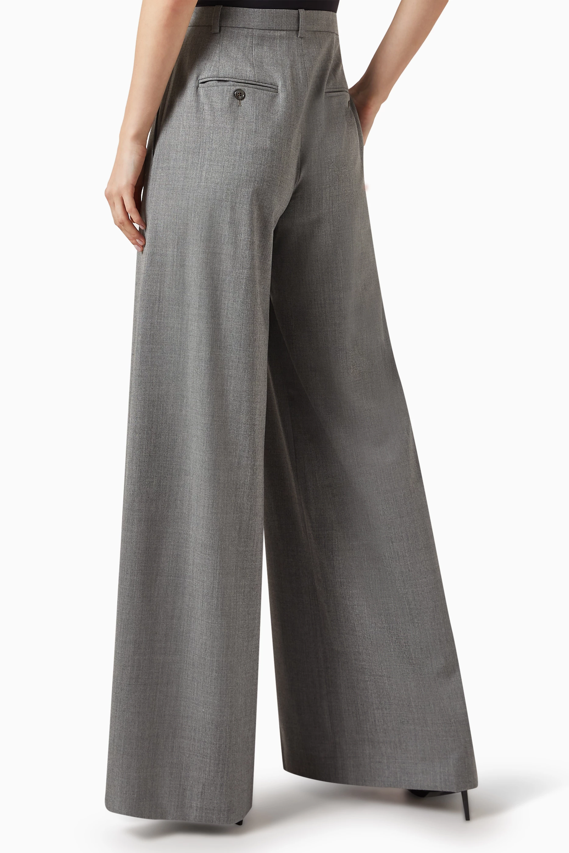 Buy Michael Kors Collection Grey Trop Palazzo Pants in Wool for