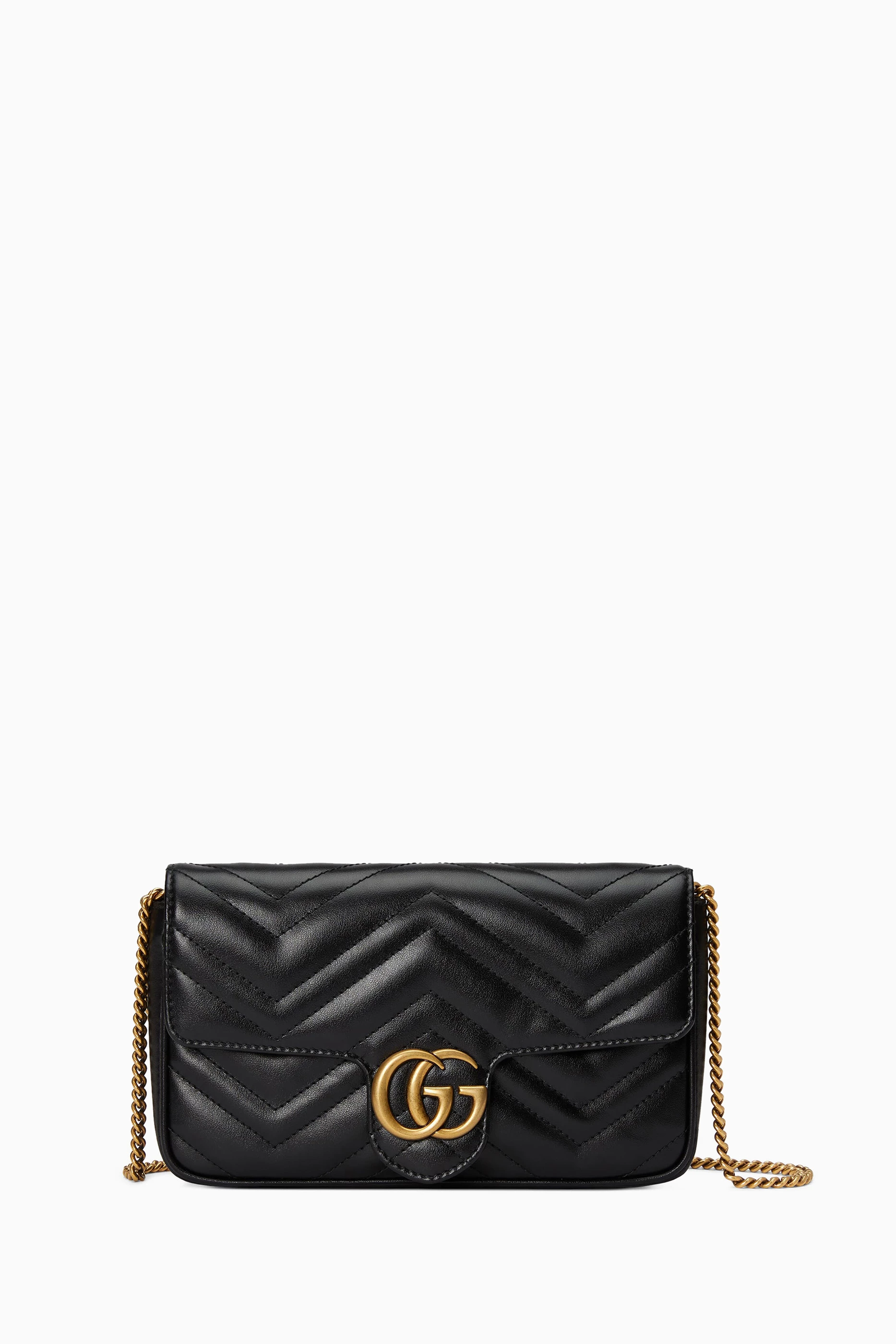 Gg marmont chevron quilted leather flap wallet on a chain on sale