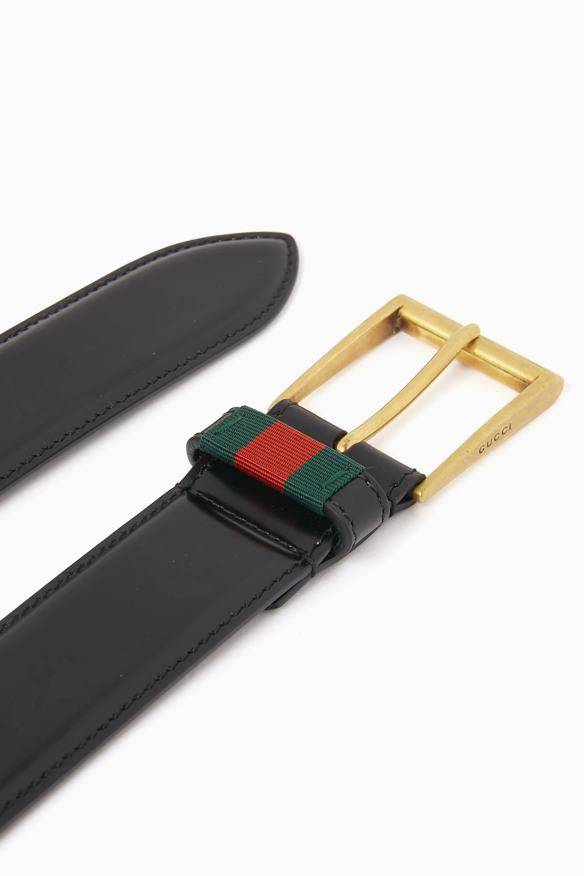 Gucci leather outlet belt with web
