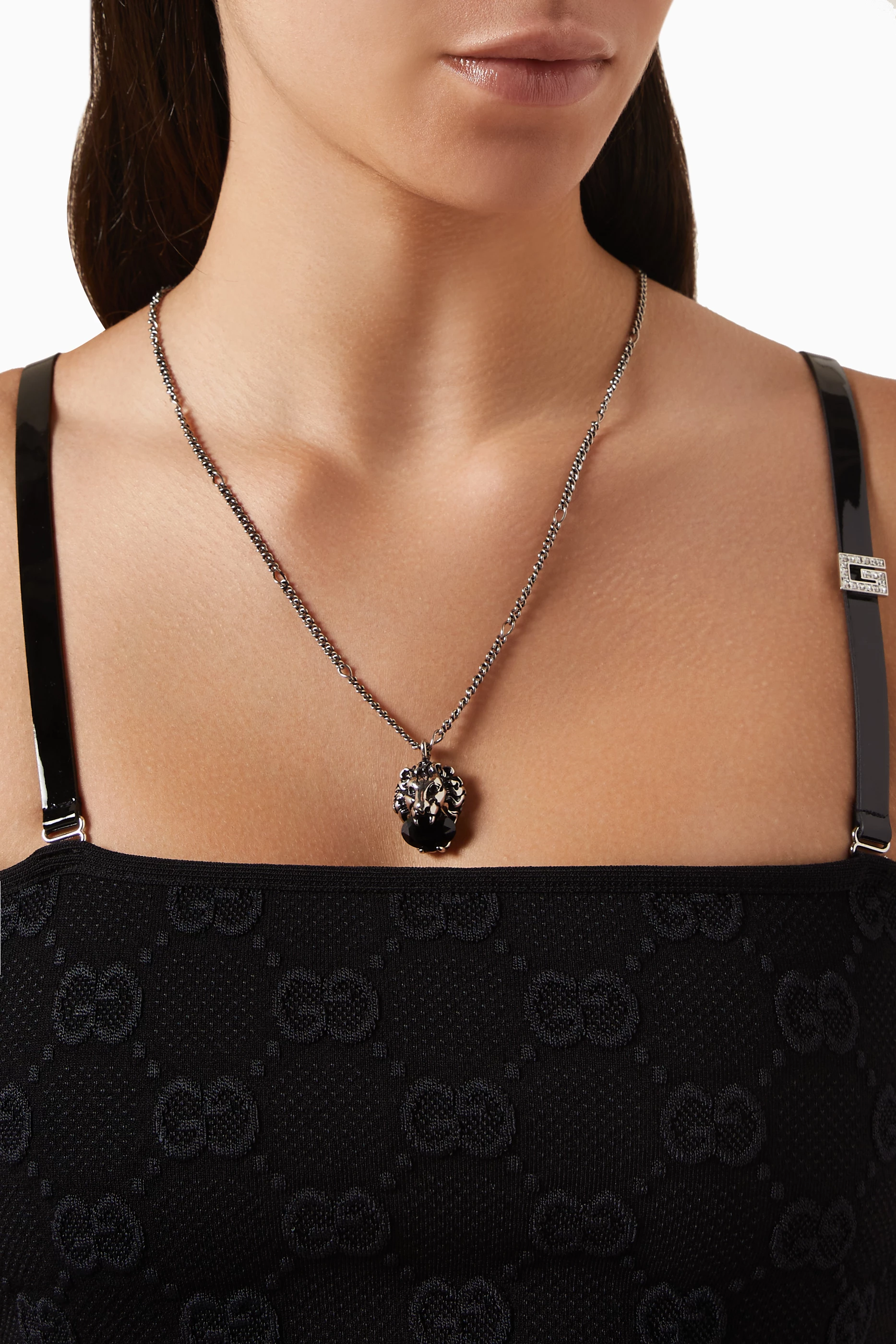Buy Gucci Multicolour Lion Head Necklace in Metal for Women in