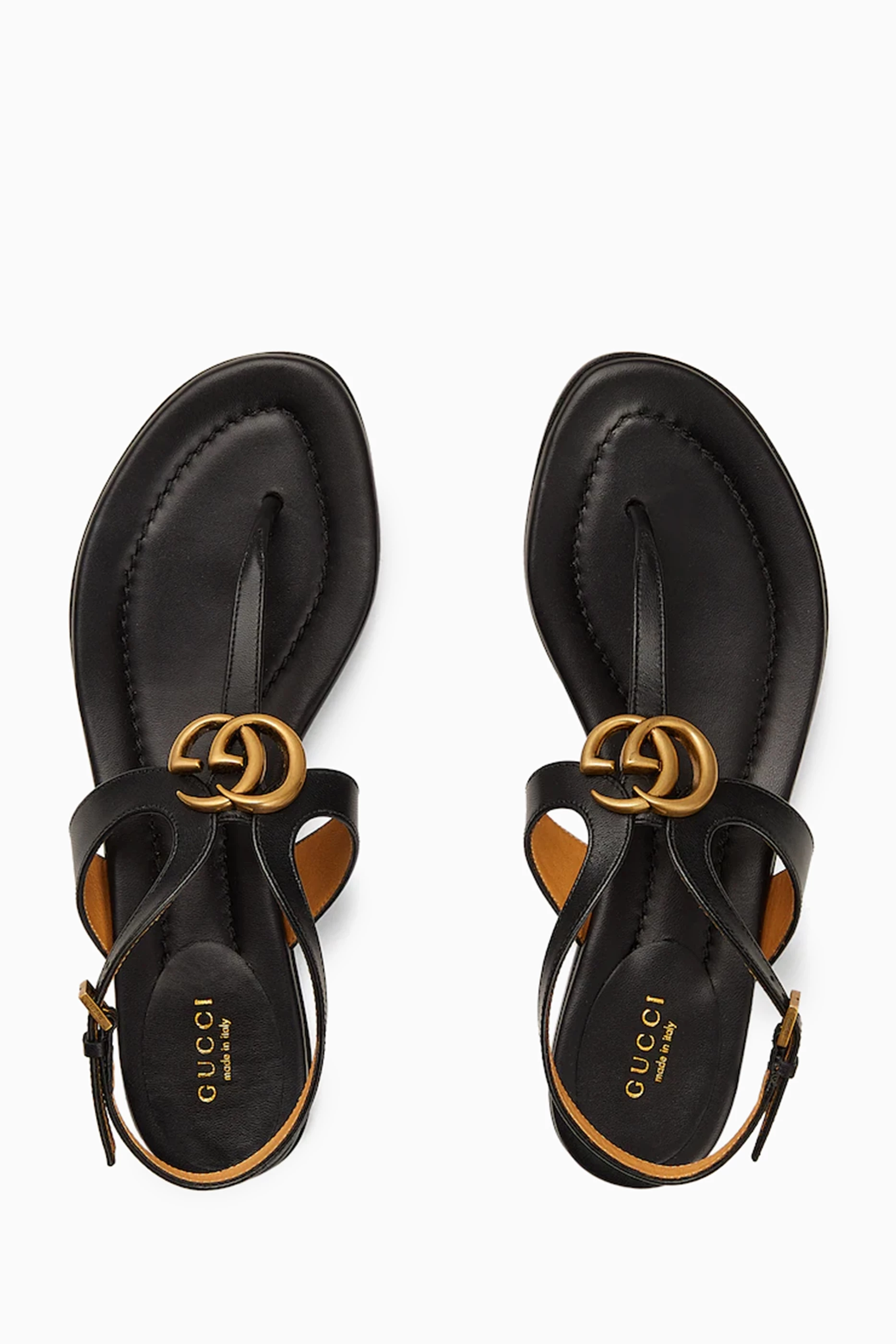 Black and gold gucci sandals shop