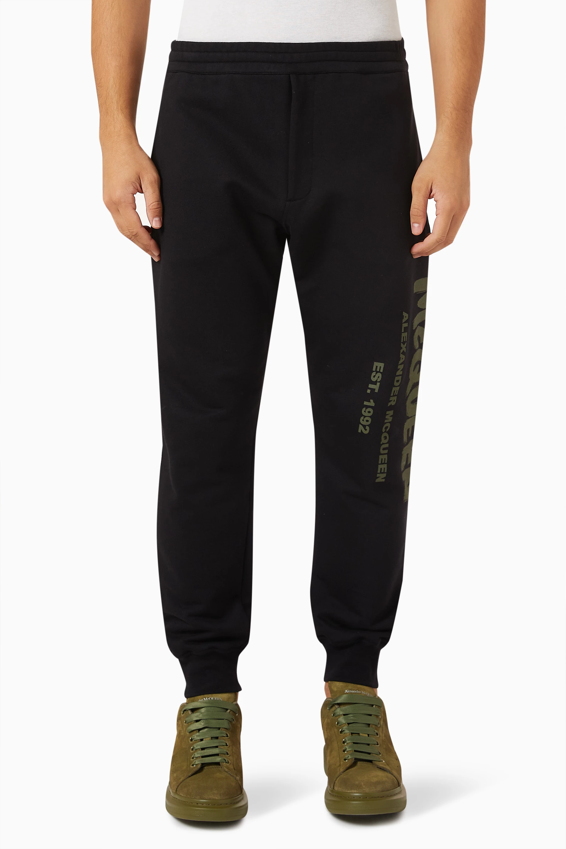 Buy Alexander McQueen Green Graffiti print Sweatpants in Organic
