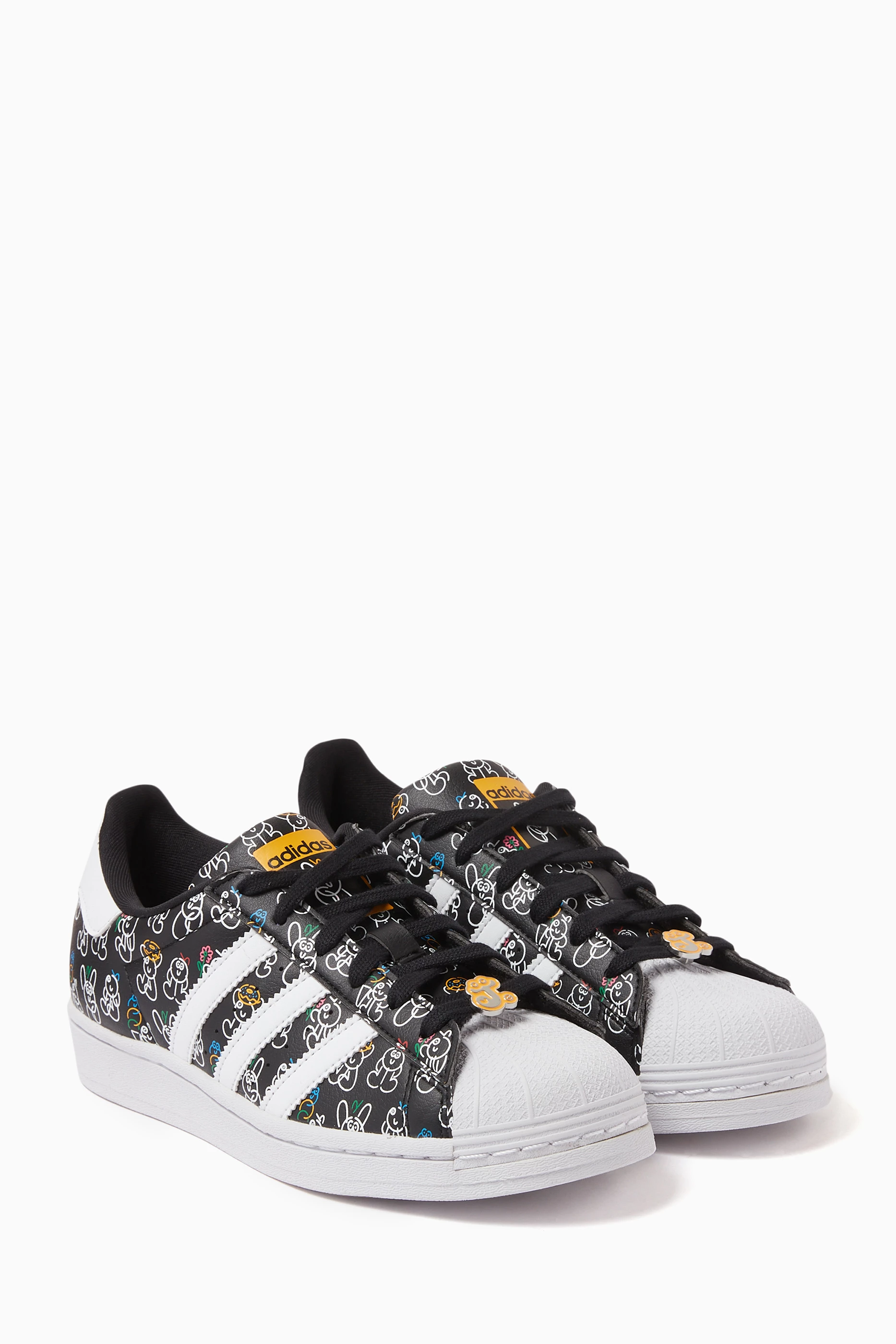 Buy adidas Black Junior Superstar Sneakers in Lycra and Mesh for