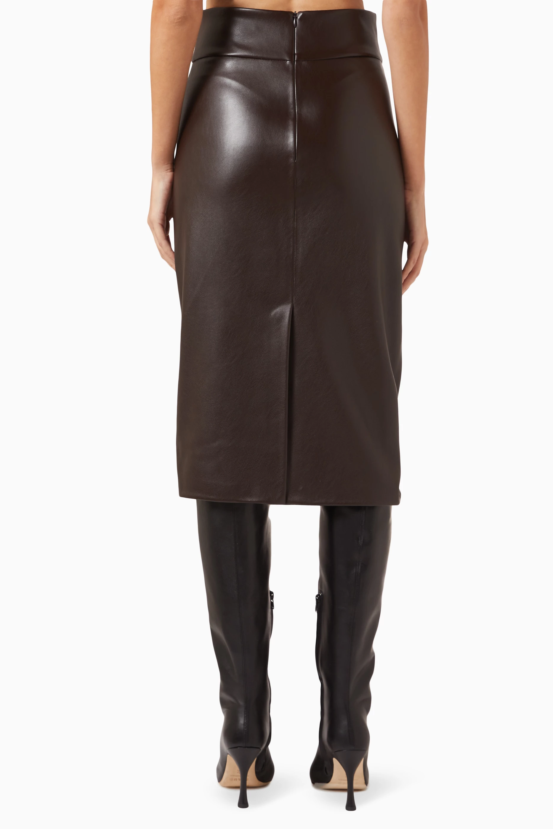 Dark brown store leather pencil skirt