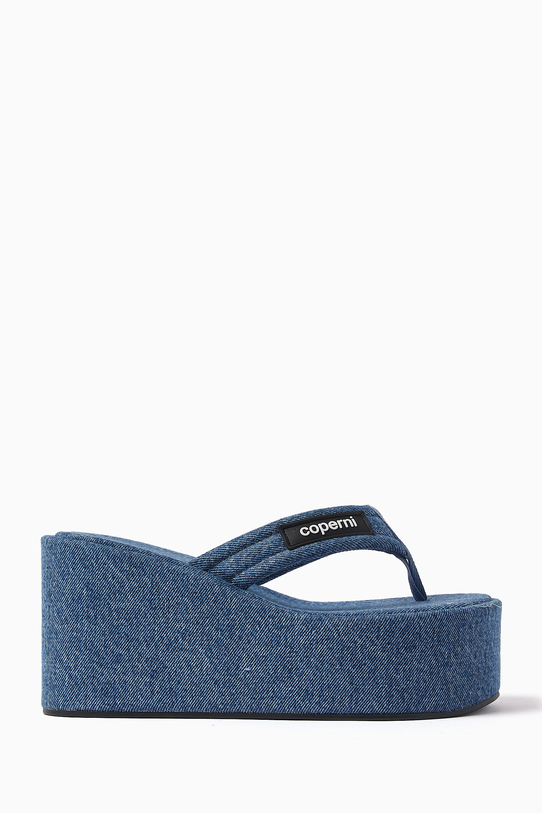 Blue wedge flip flops discount