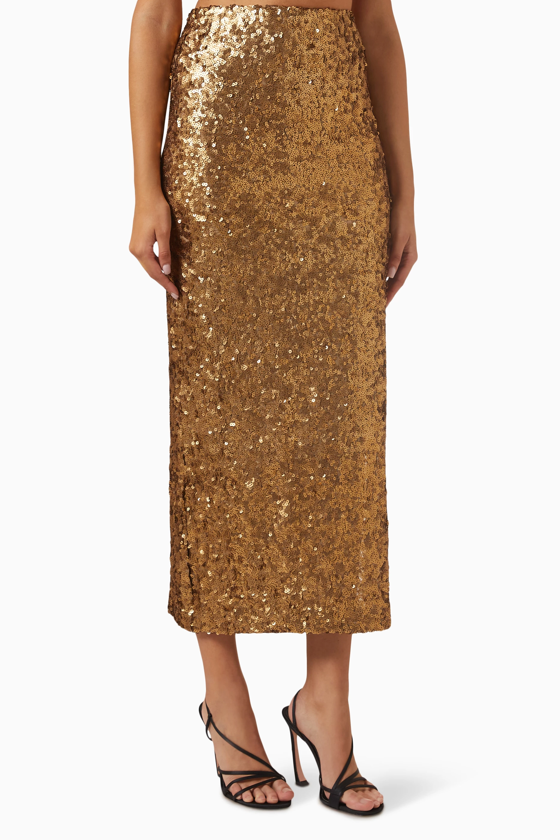 Sequin pencil skirt gold deals