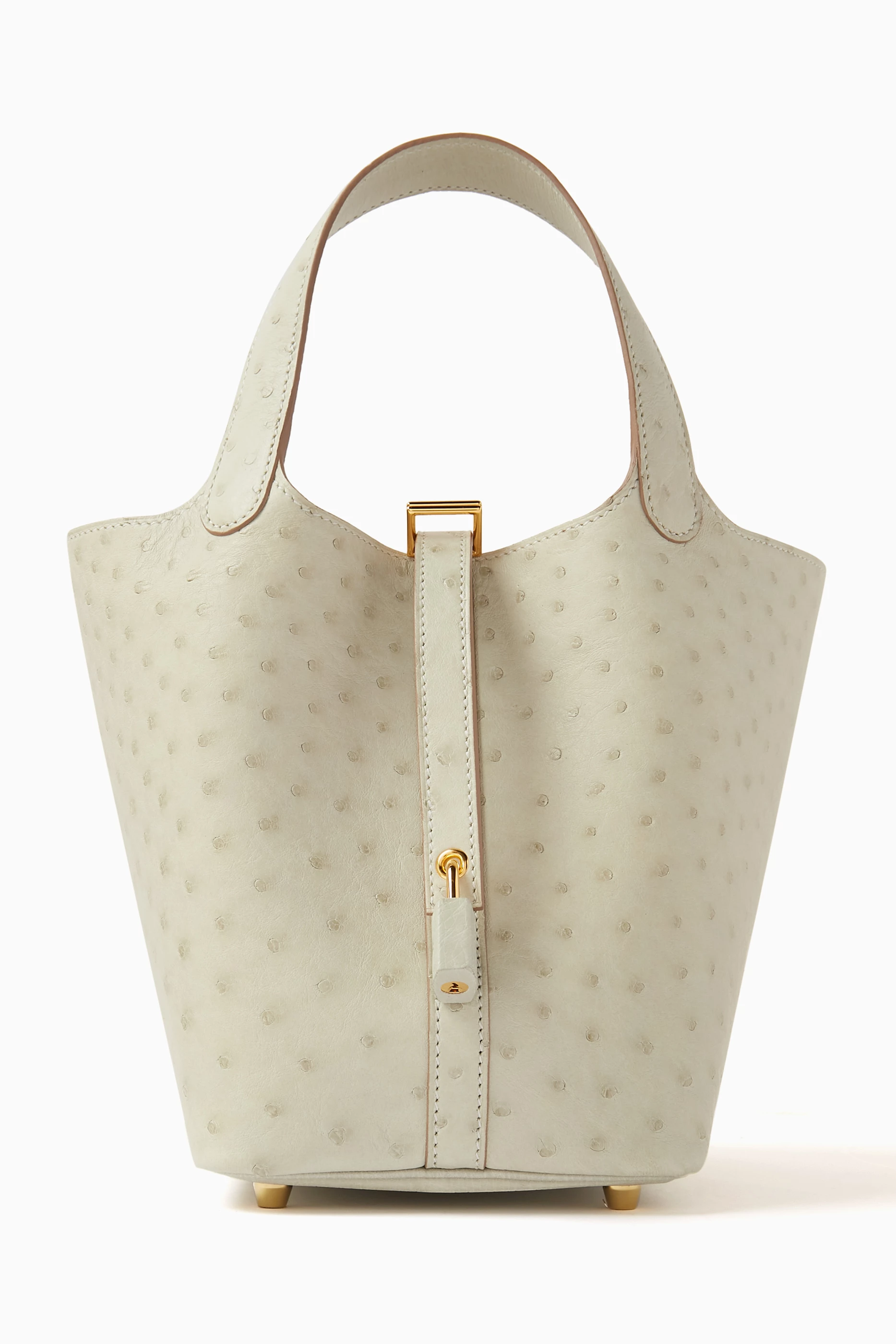 Hermès - Authenticated Picotin Handbag - Ostrich Beige Plain for Women, Never Worn
