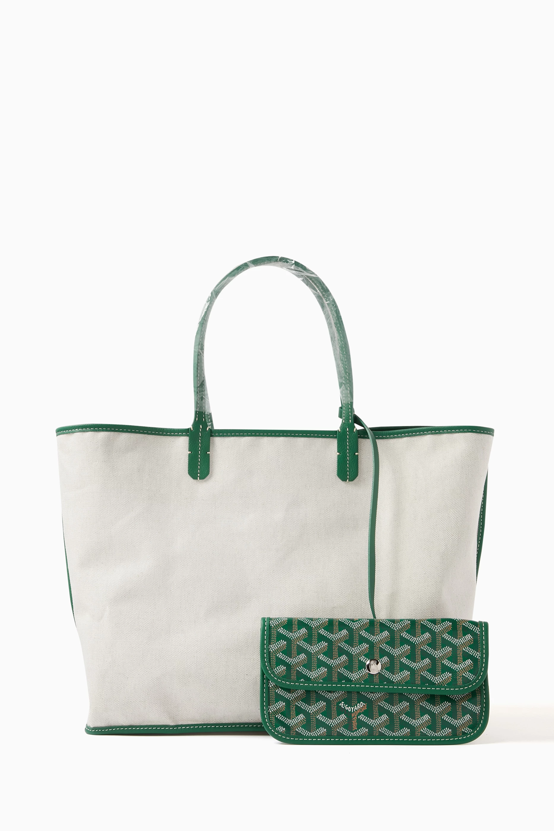 Goyard Green and White Goyardine Canvas and Chevroches Calfskin Saïgon Souple Mini Bag, 2016, Womens Handbag