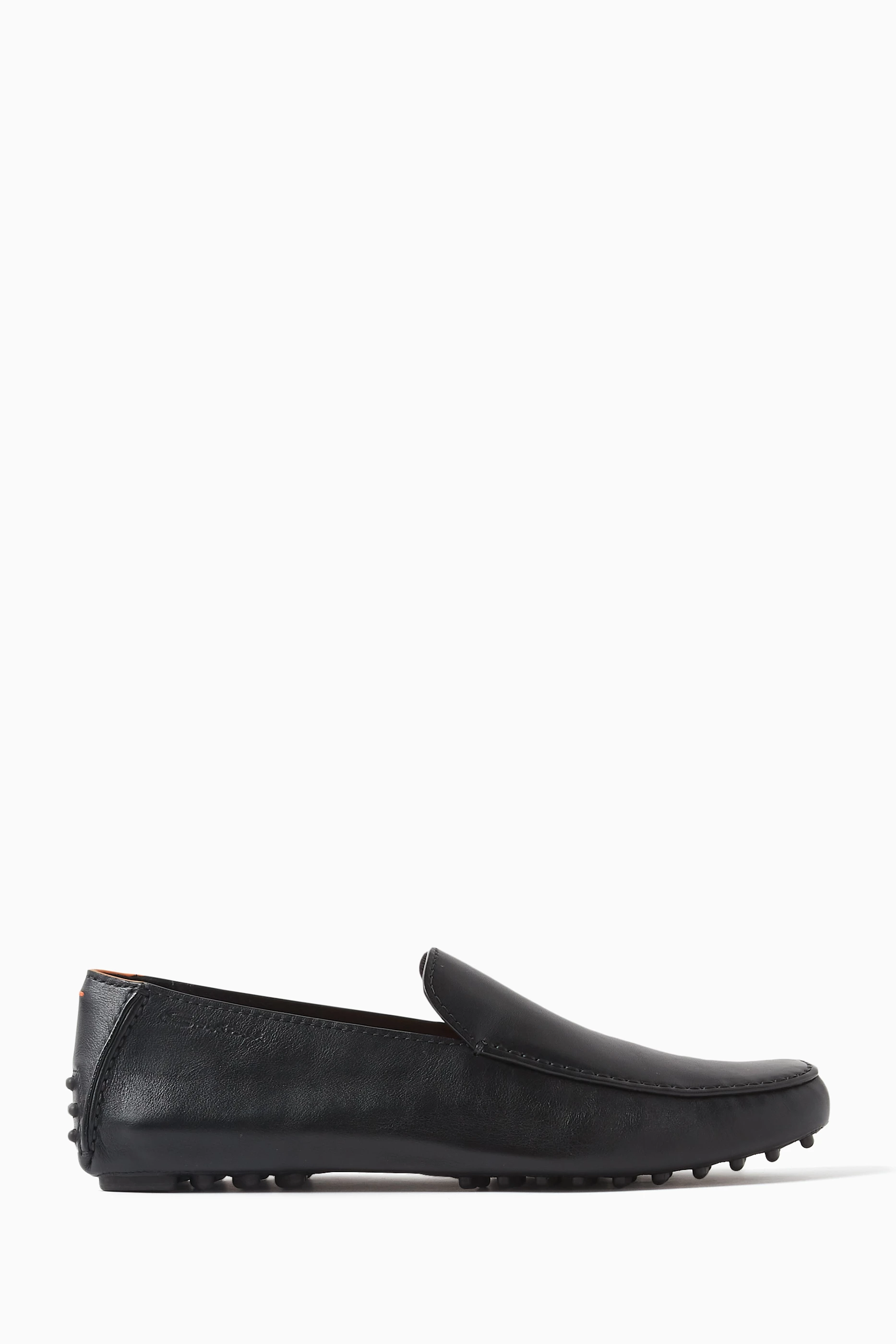 Buy Santoni Black Driver Shoes in Leather for Men in Saudi Ounass