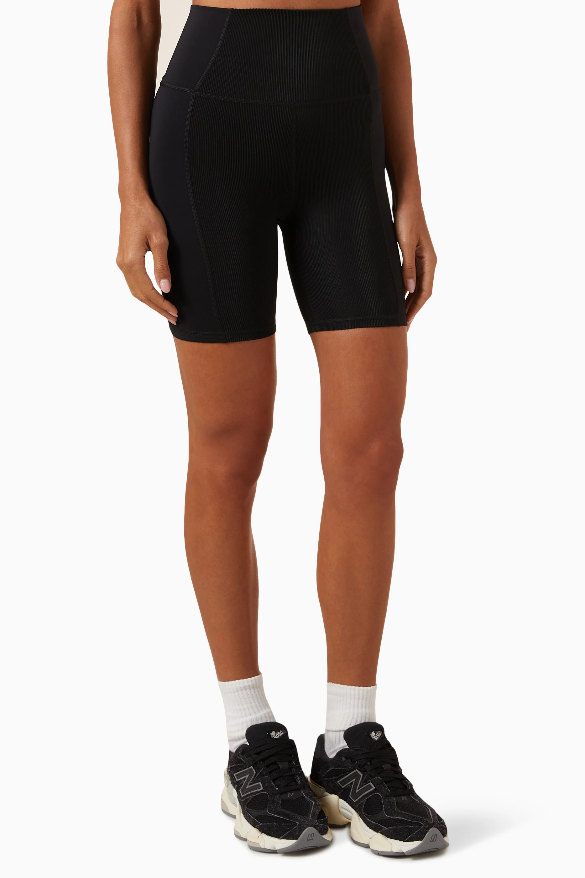 Buy Kith Black Jen Blocked Active Biker Shorts in Ribbed neoprene