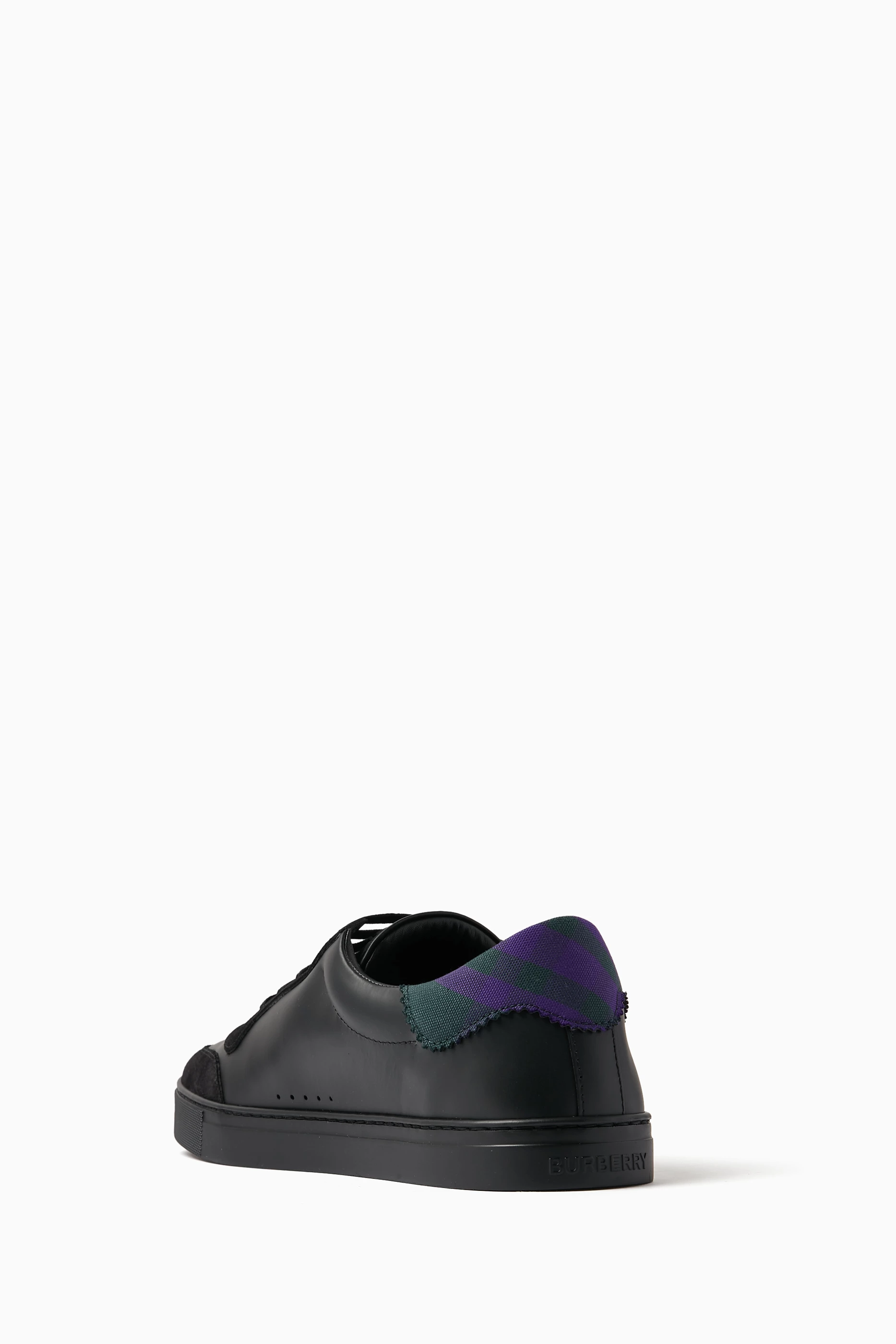 Buy Burberry Black Robin Sneakers in Leather Suede for Men in