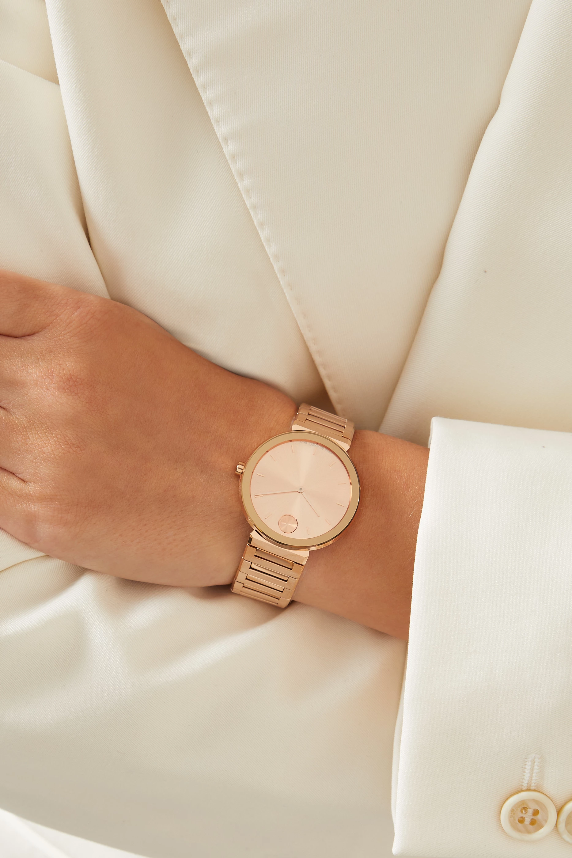 Movado silver and rose gold 2025 watch