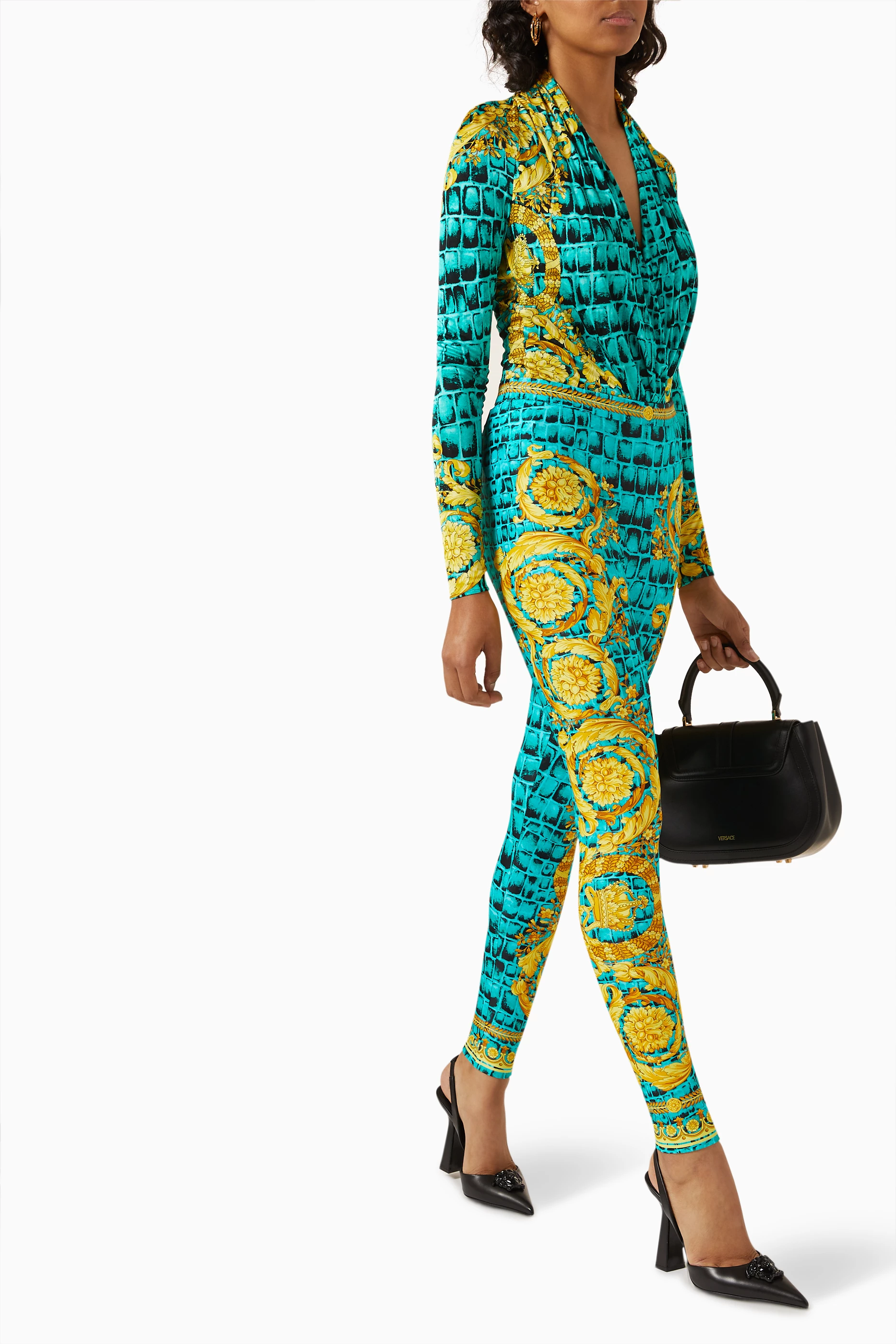 Buy Versace Multicolour Baroccodile-print Leggings in Nylon-blend for Women  in Saudi