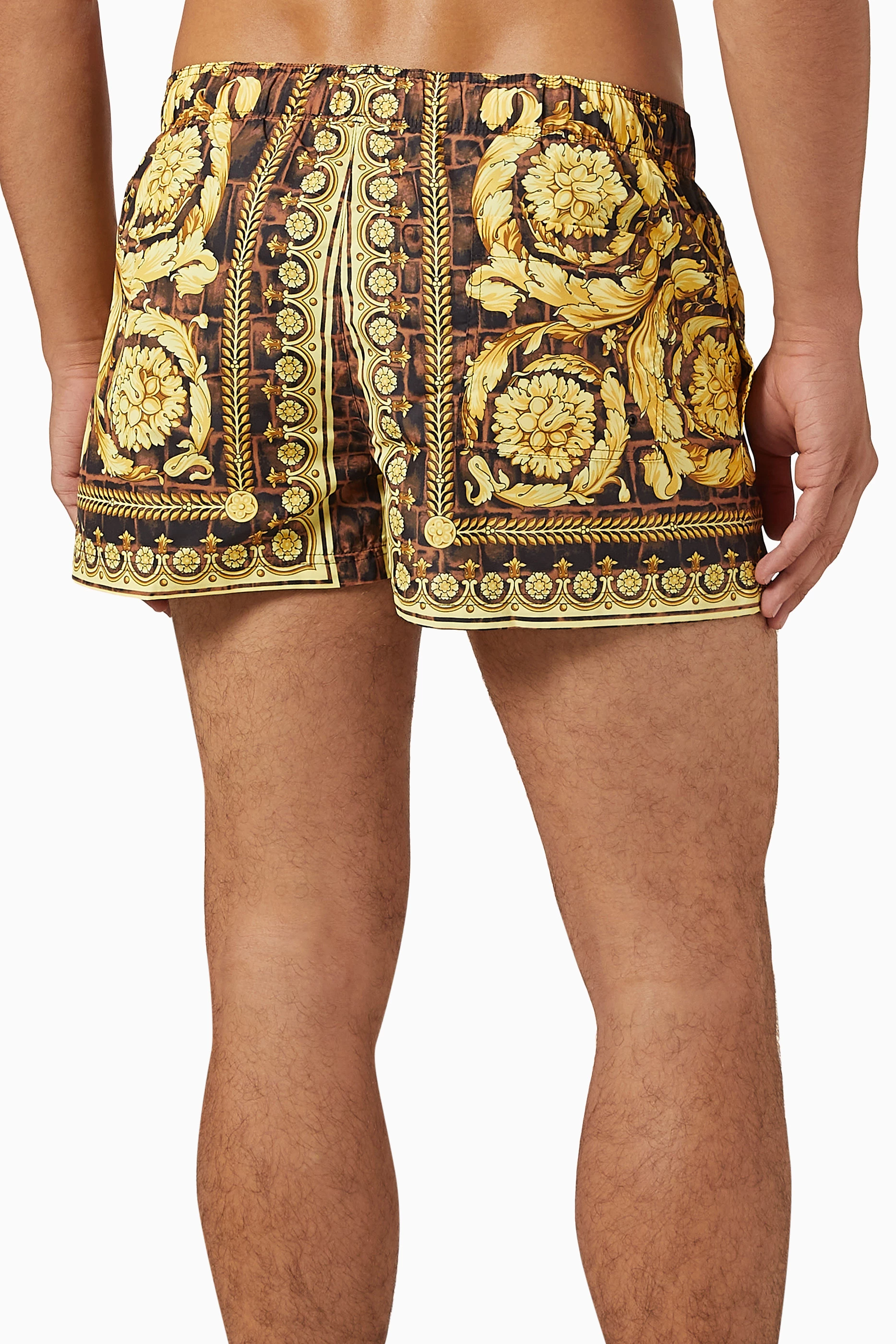 Buy Versace Multicolour Baroccodile Swim Shorts in Nylon for Men