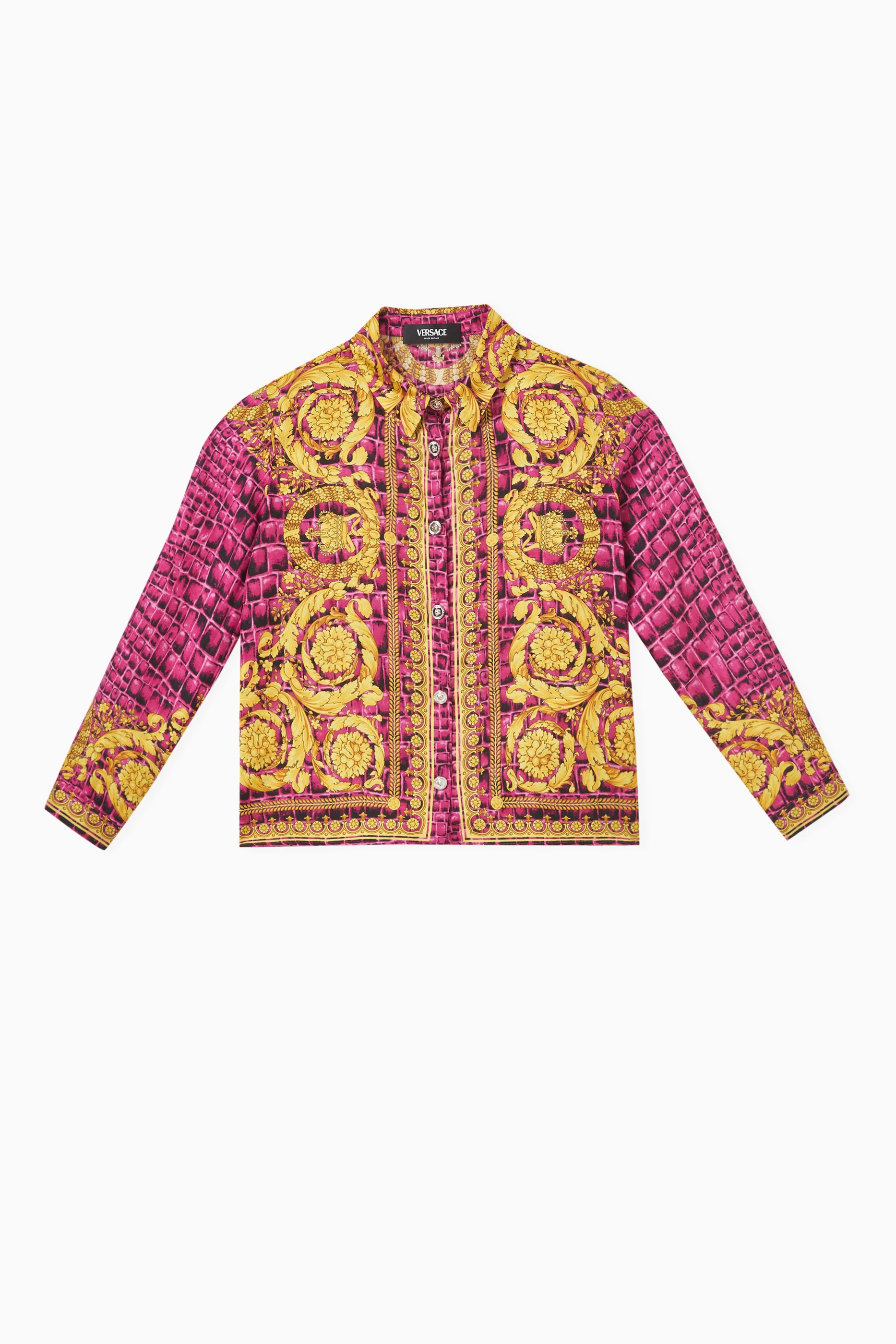 Buy Versace Multicolour Barocco-Print Shirt in Silk for Girls in