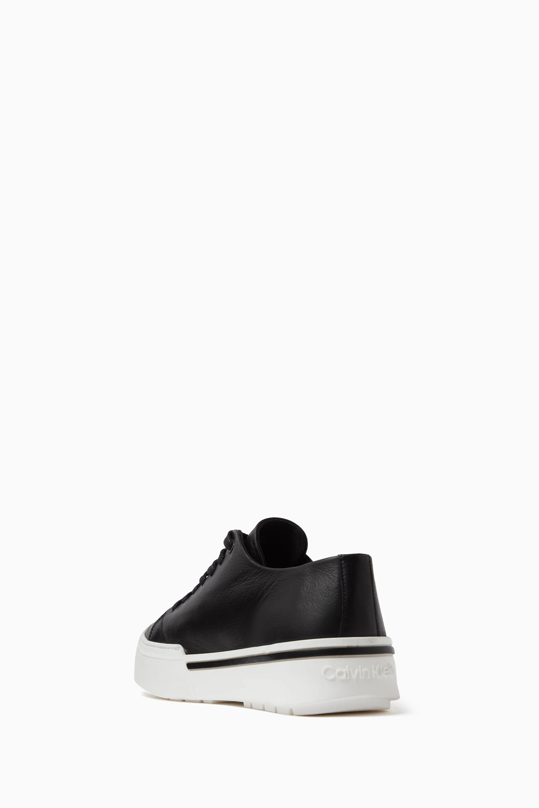 Buy Calvin Klein Black Low top Sneakers in Leather for Men in