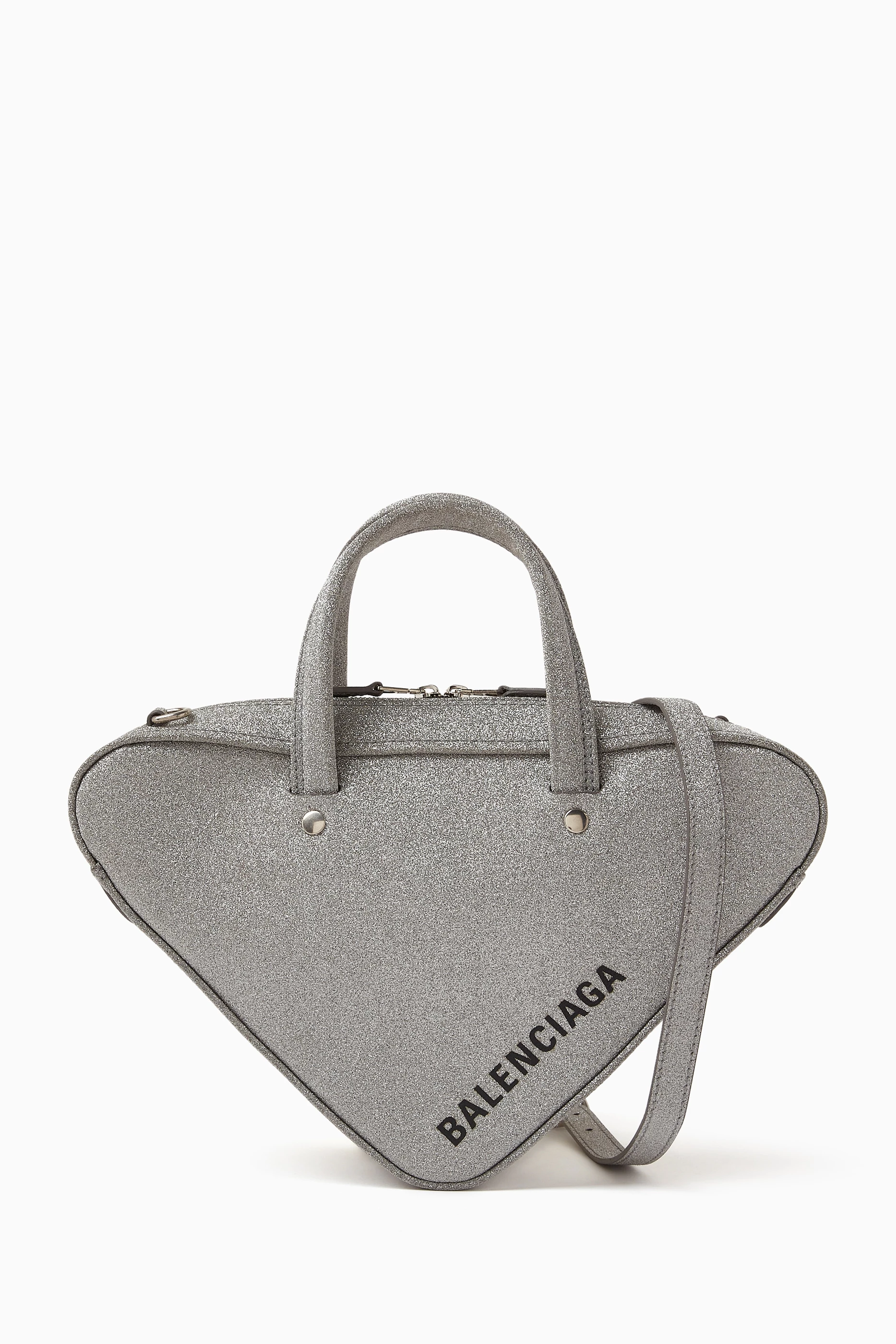 Buy Balenciaga Pre Loved Silver Pre owned XS Triangle Duffle Top