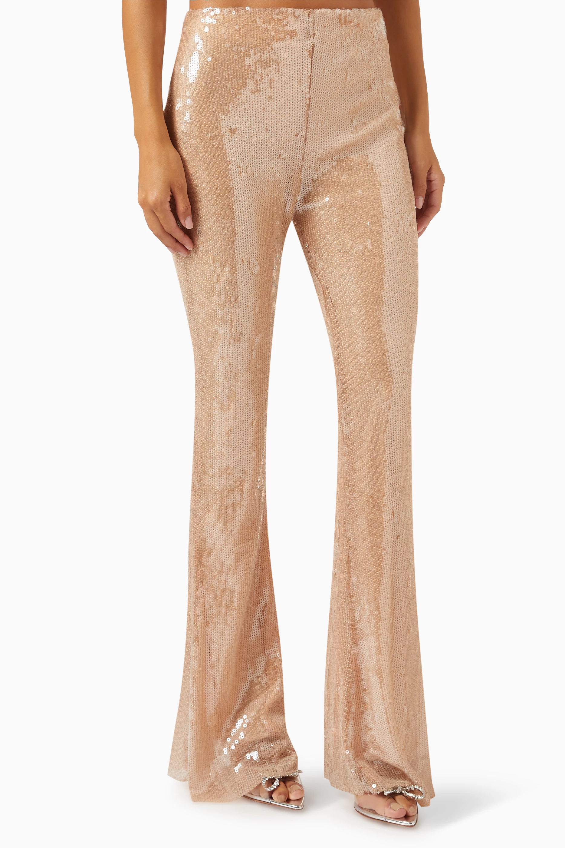 Buy Setre Neutral Sequin-embellished Flared Pants for Women in Saudi