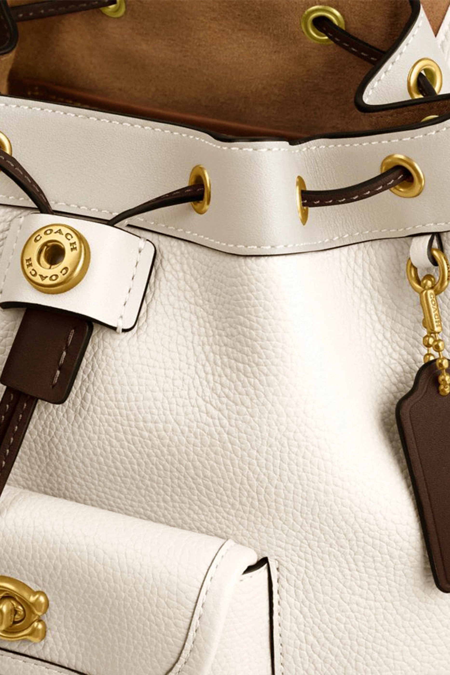 Buy Coach White Riya 21 Colorblock Backpack in Leather for Women