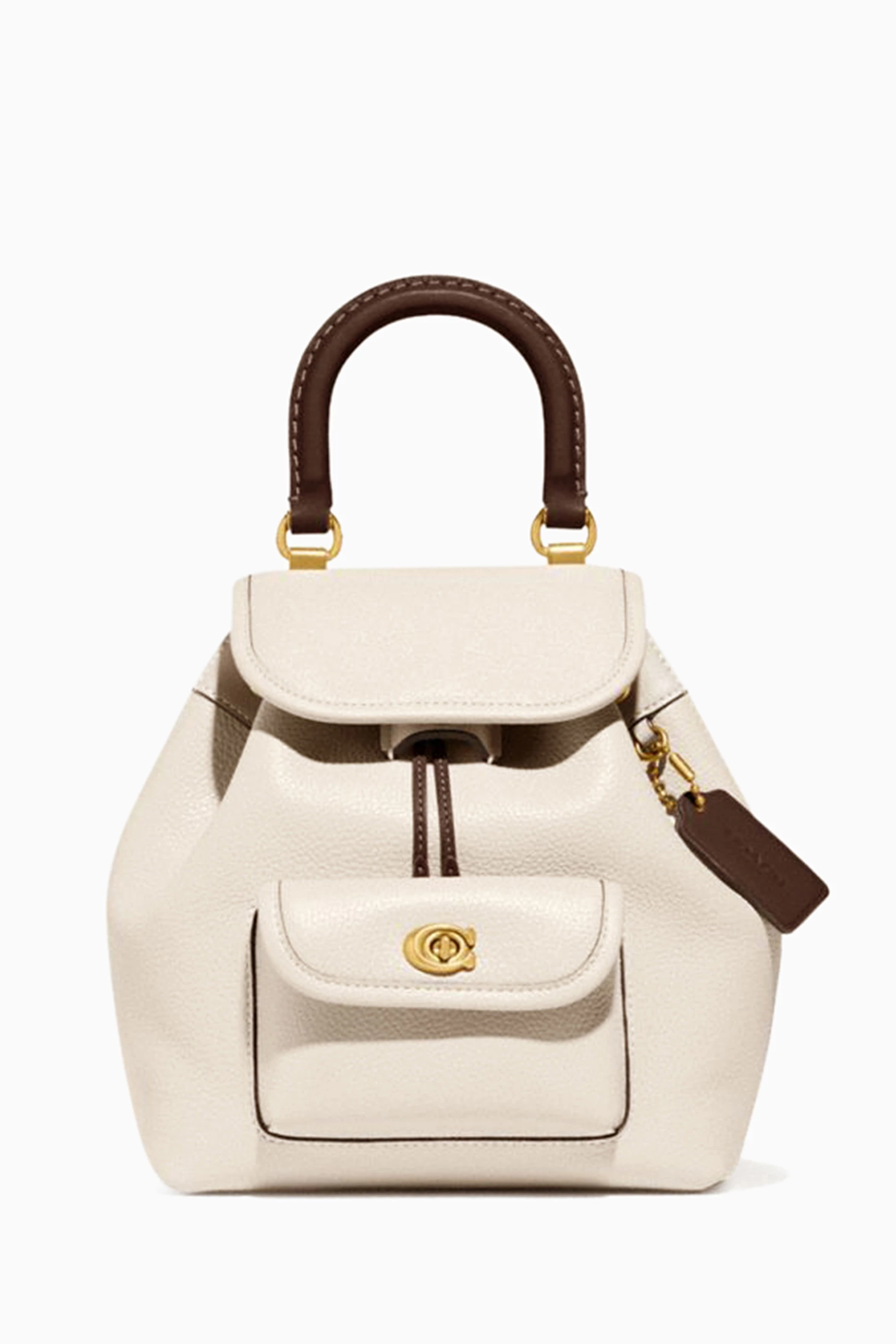 Coach white leather backpack online