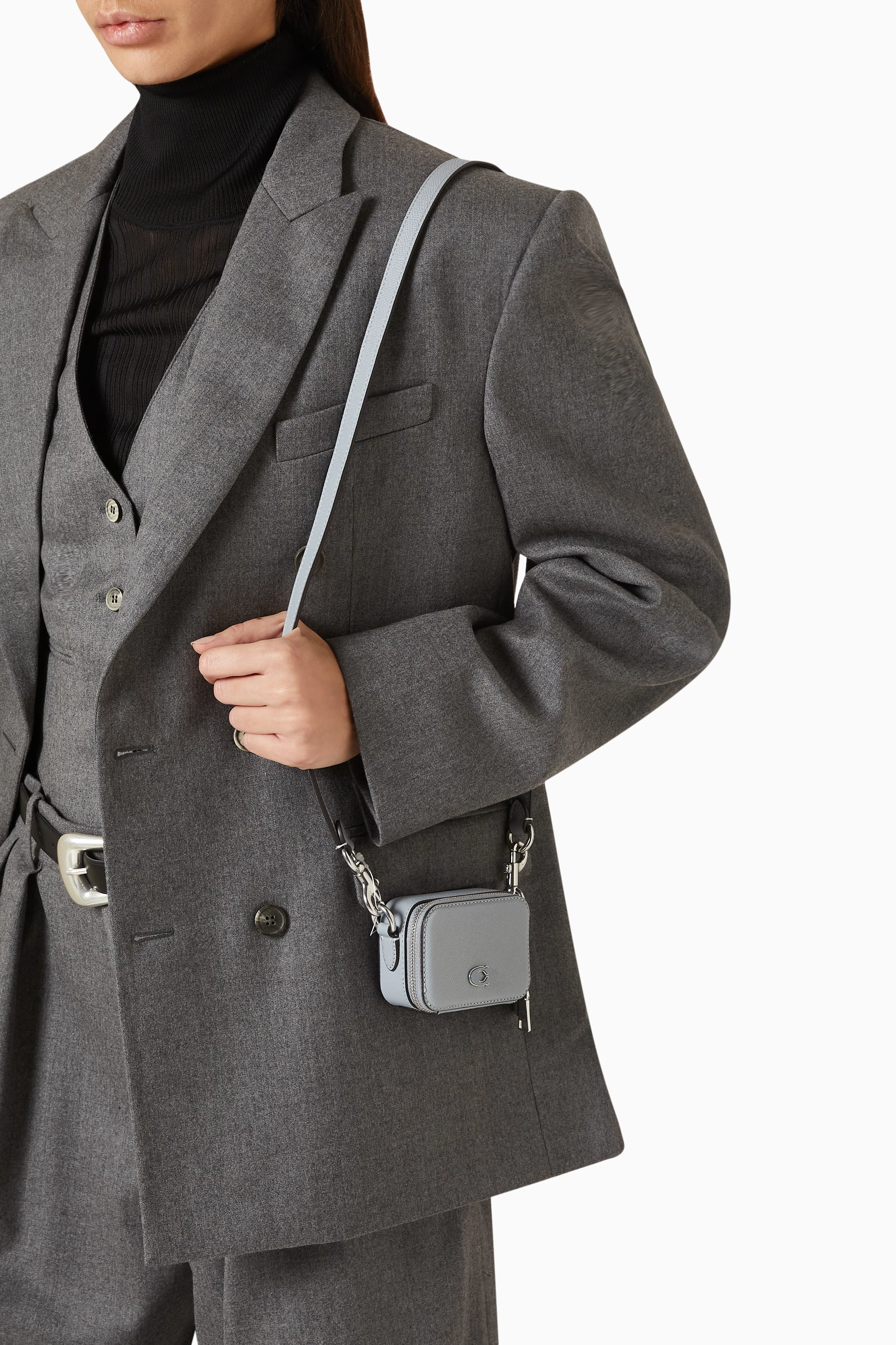 Buy Coach Grey Crossbody Pouch in Crossgrain Leather for UNISEX in