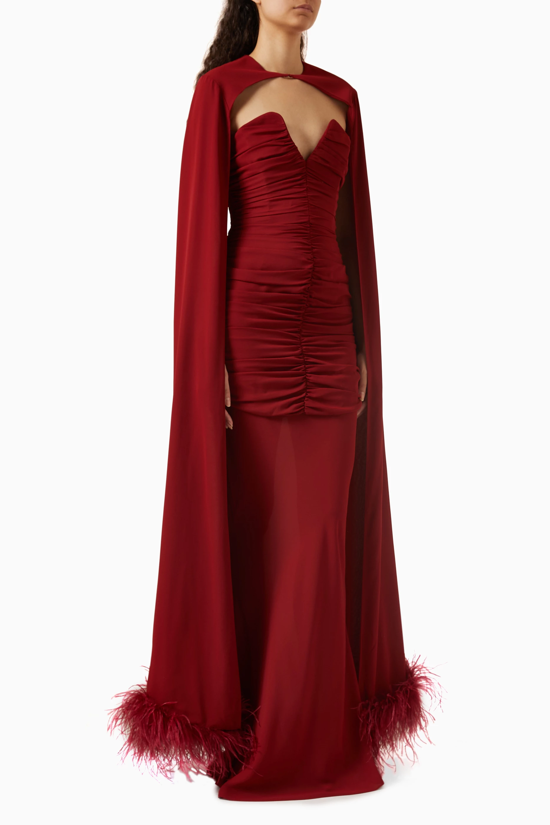 Burgundy sales cape dress
