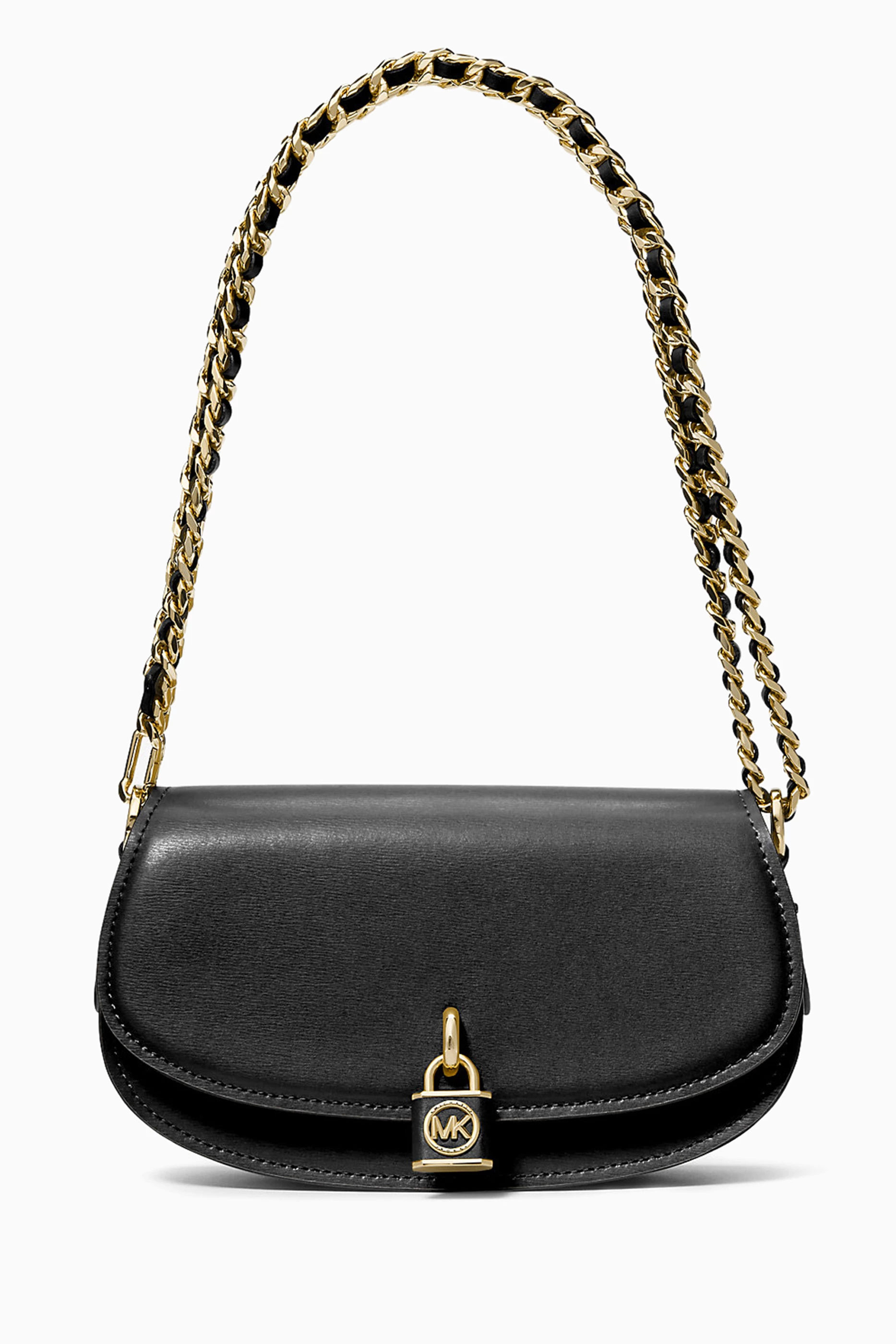 Buy Michael Kors Black Small Mila Shoulder Bag in Leather for