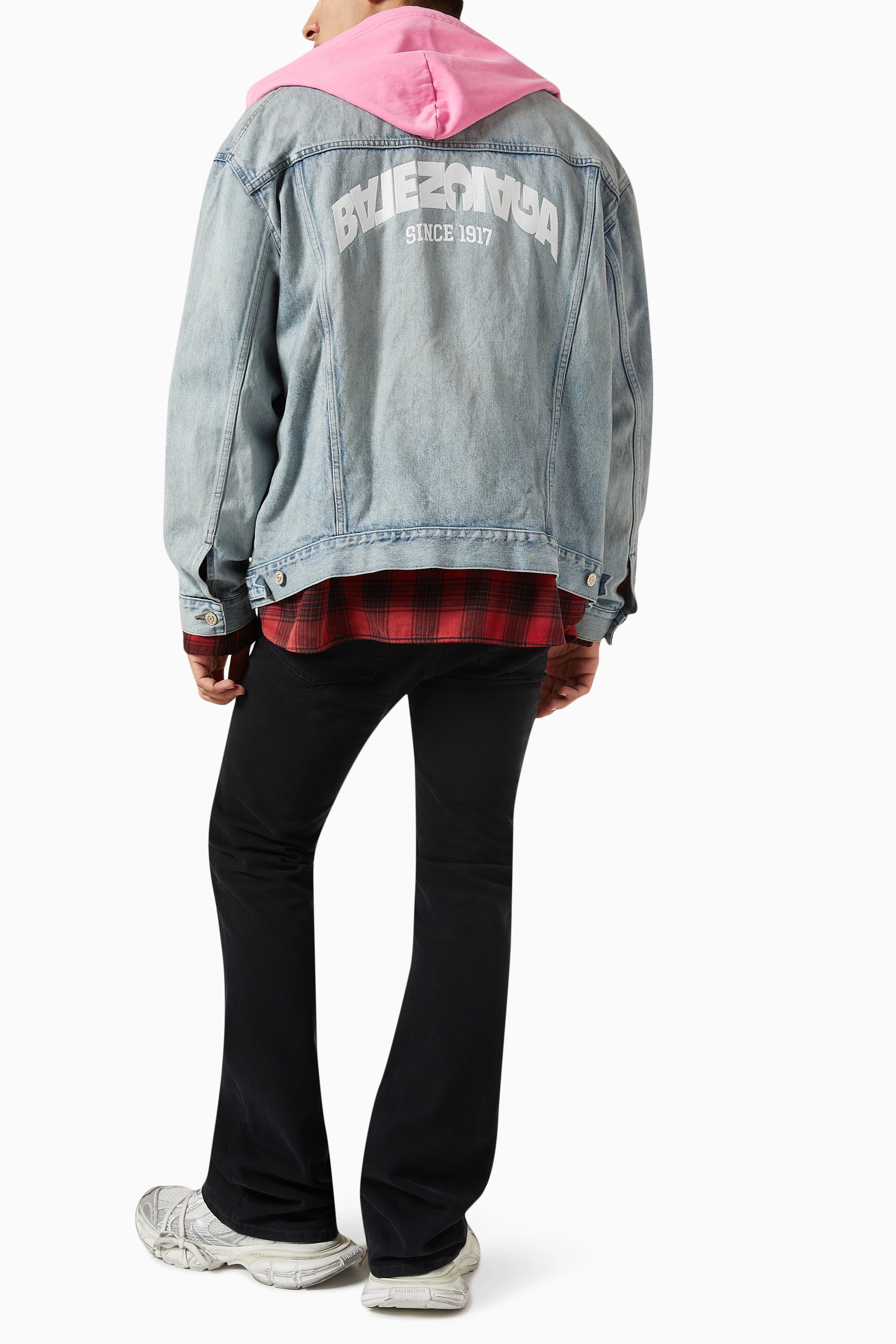 Buy Balenciaga Blue Unisex Back Flip Logo Large Fit Jacket in