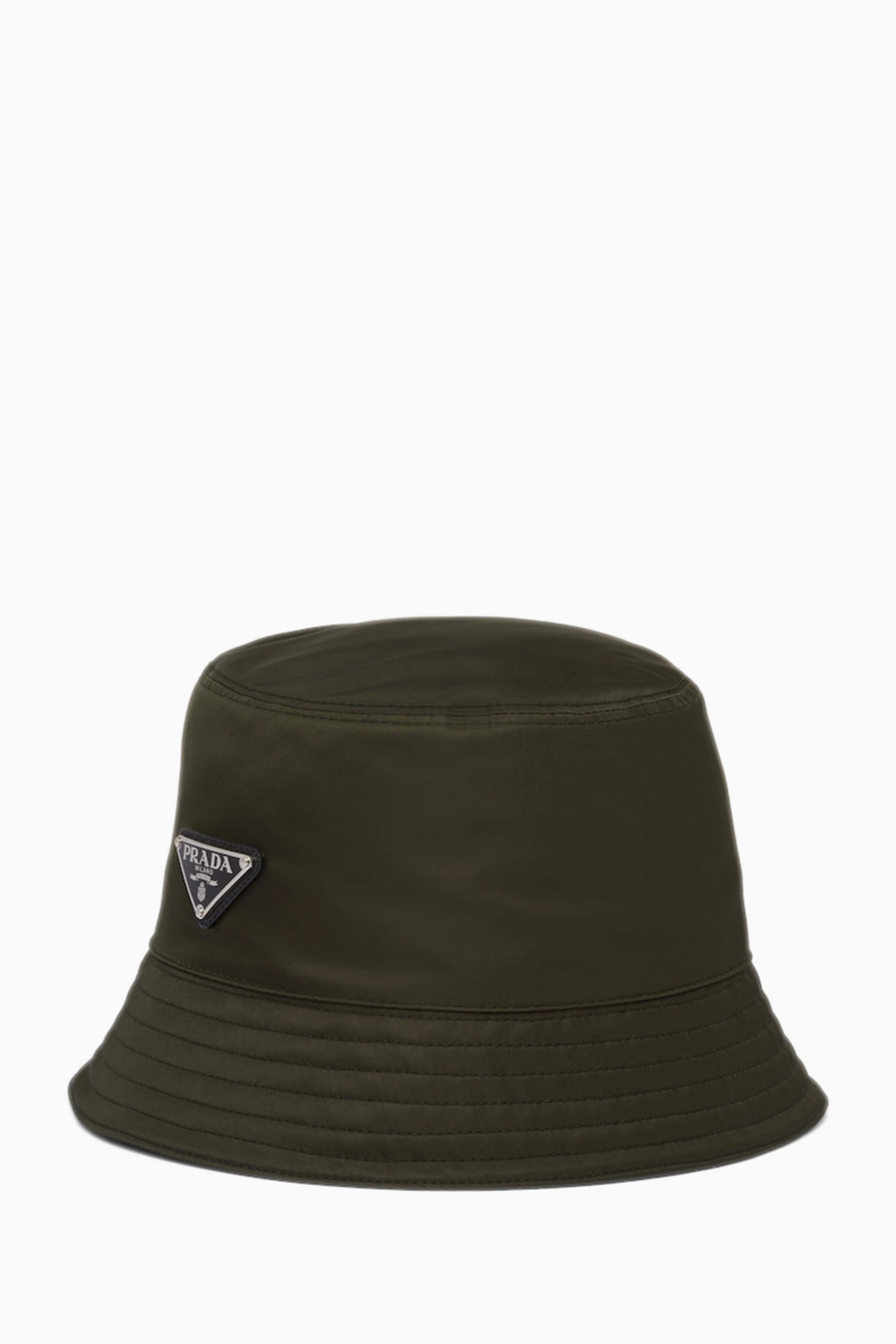 Buy Prada Green Triangle Logo Bucket Hat in Re-Nylon Online for 