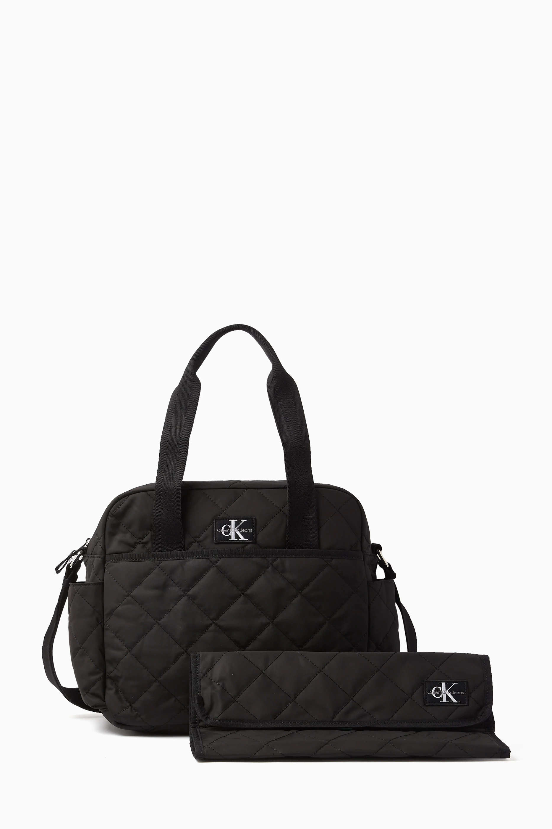Buy Calvin Klein Black Puffer Diaper Bag in Quilted Nylon for