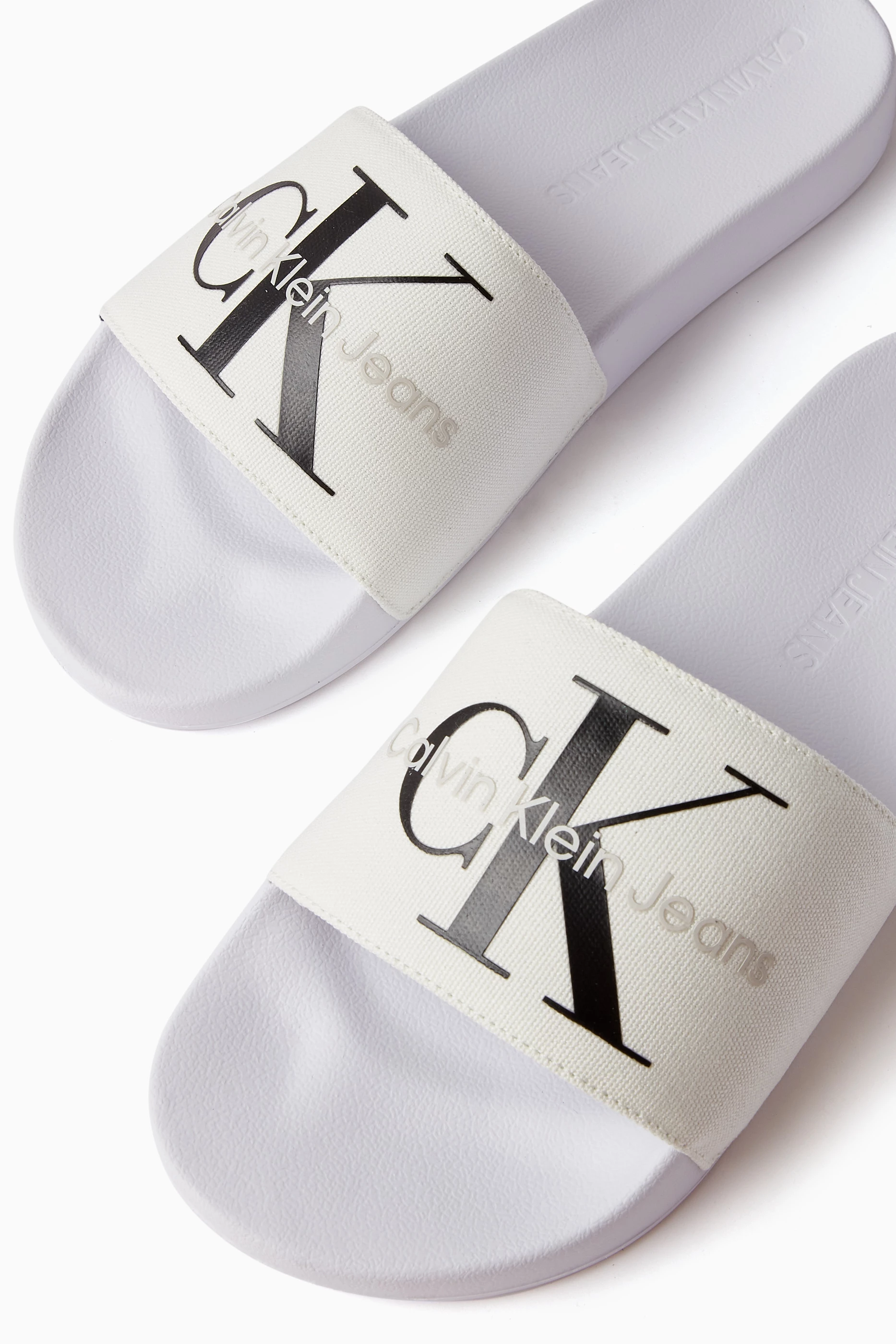 Calvin klein viggo logo cheap sliders in white