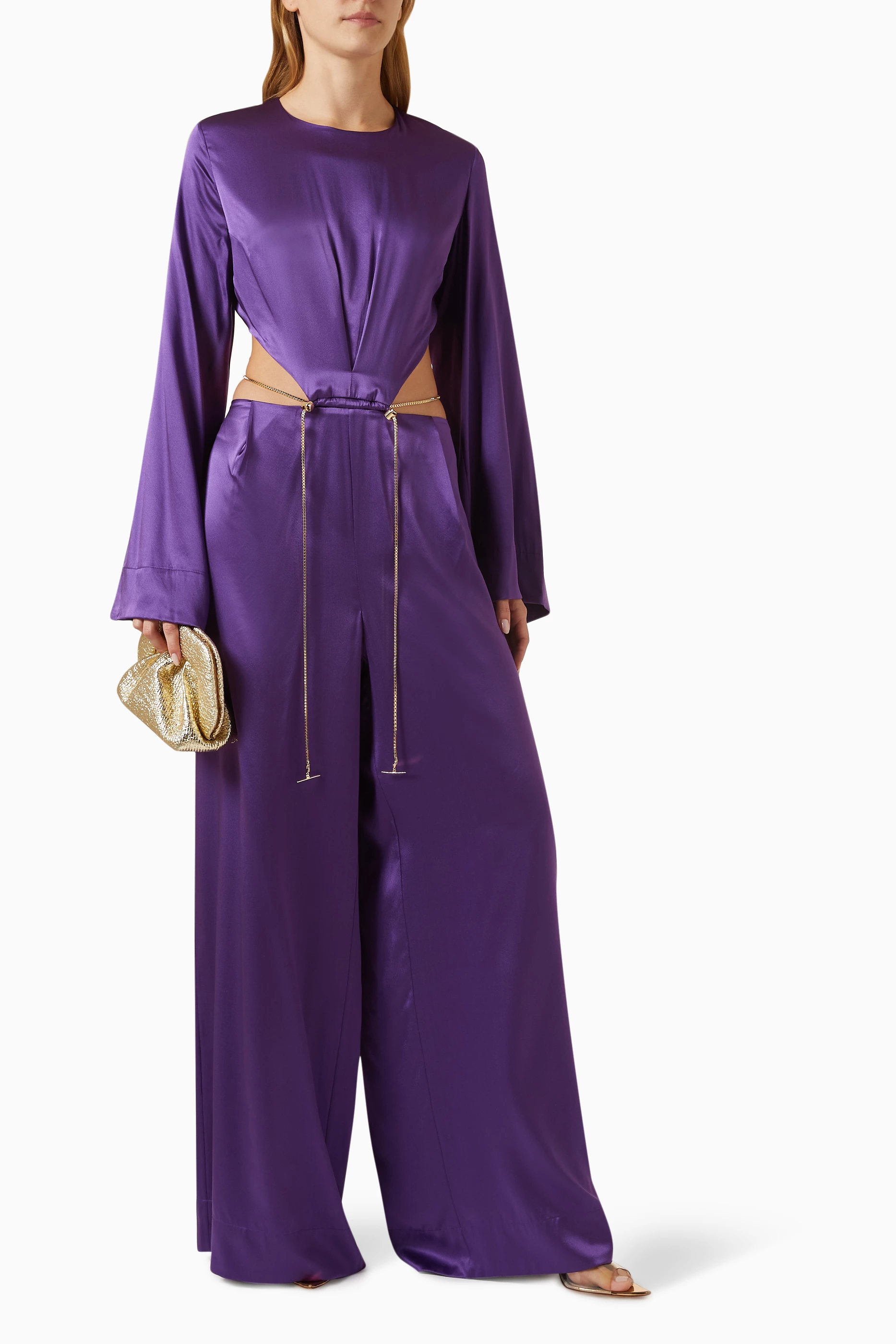 Purple deals silk jumpsuit