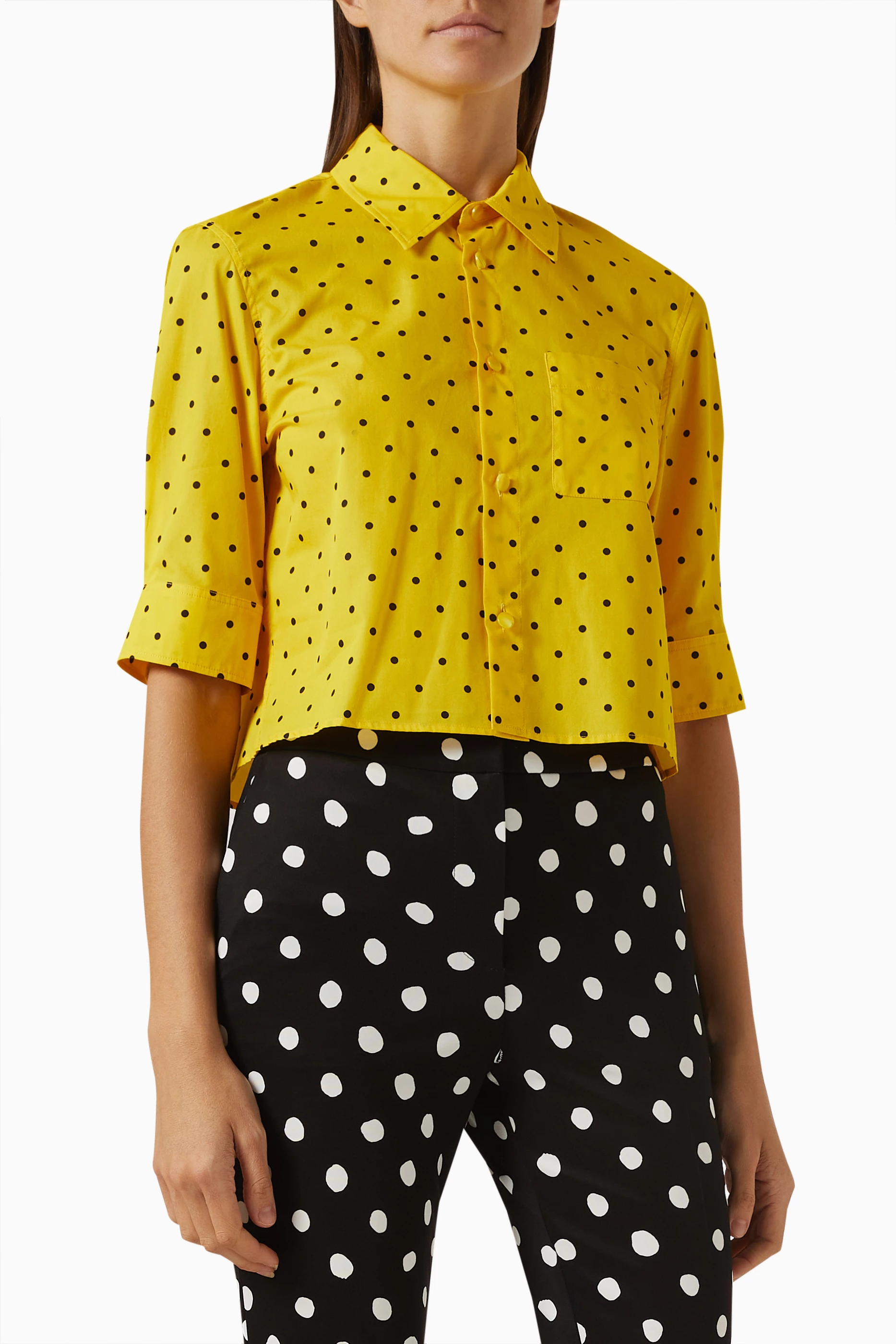 Yellow polka dot shop top