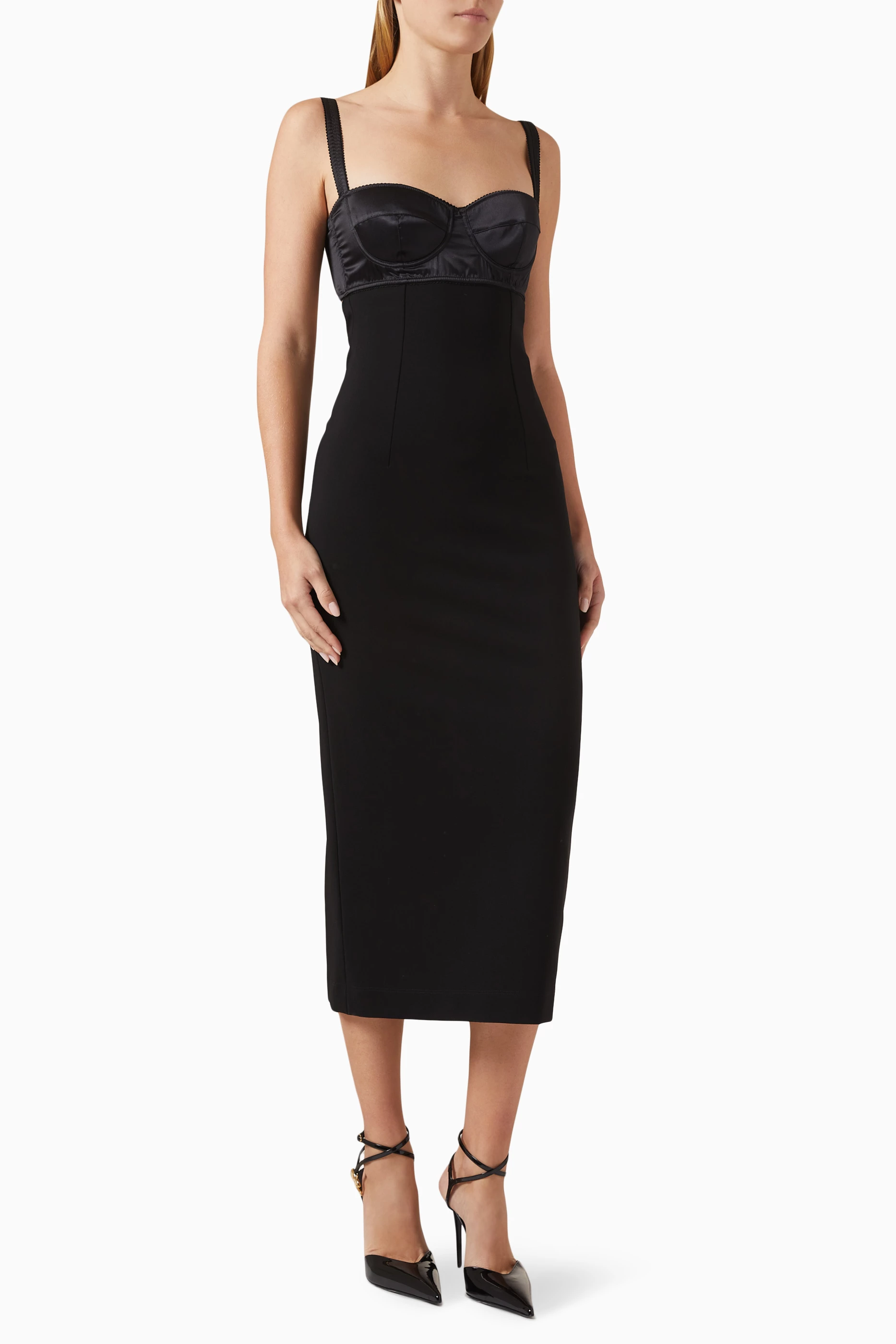 Buy Dolce & Gabbana Black Corset-style Bra Top Midi Dress in