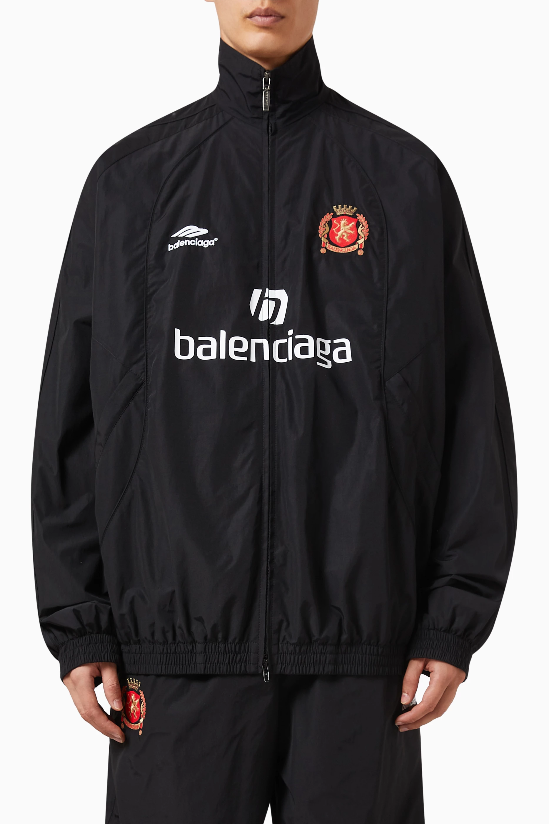 Buy Balenciaga Black Paris Soccer Tracksuit Jacket in Cotton ...