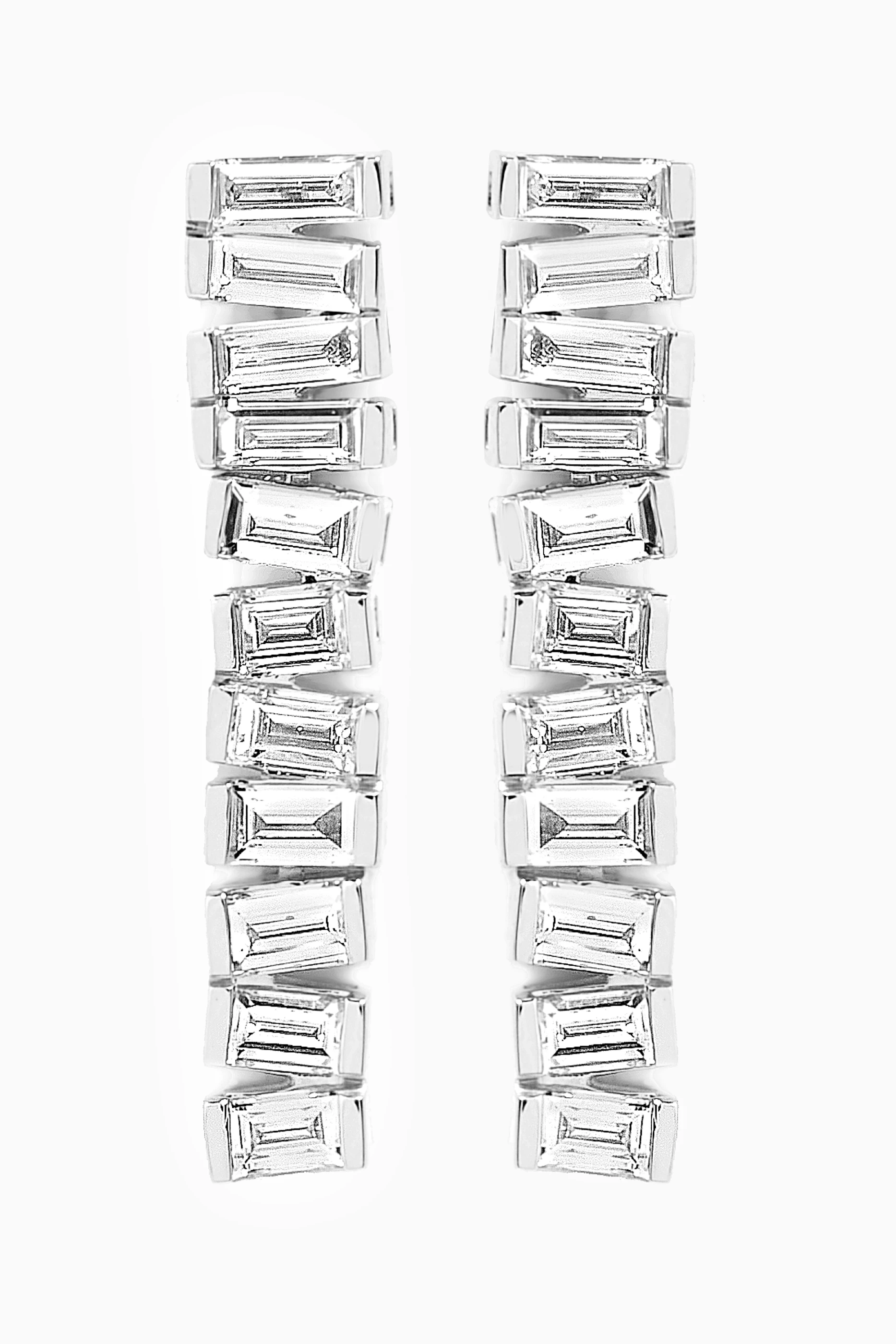 Baguette diamond drop deals earrings
