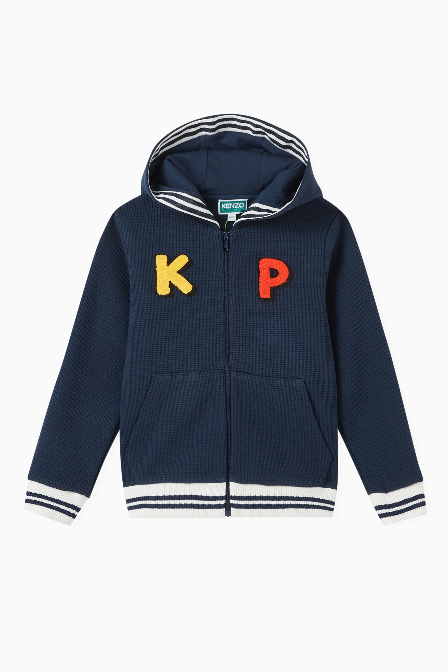 Buy KENZO KIDS Blue Sailor Hoodie in Honeycomb knit for Boys in
